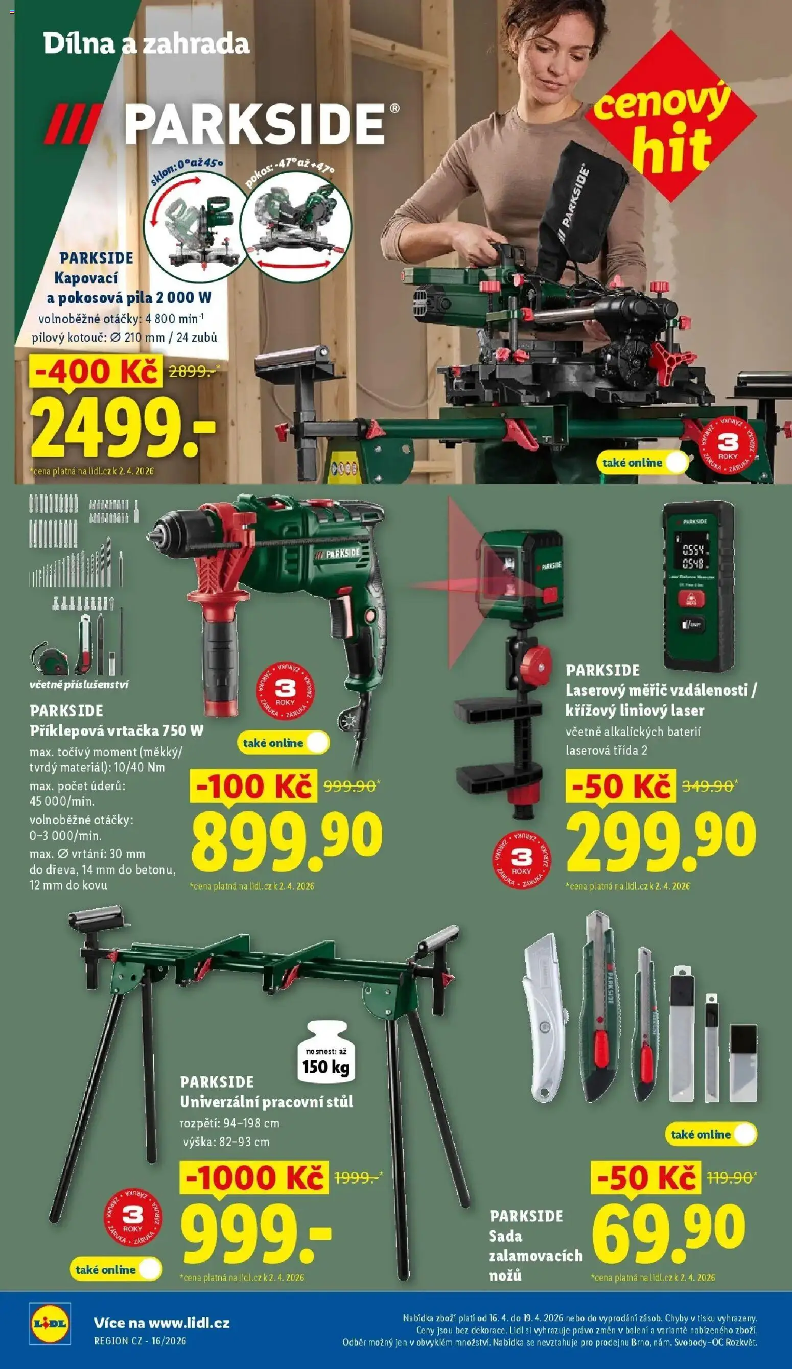 Lidl aktuální leták od 16.04.2026 | Strana: 30 | Produkty: Laserový měřič vzdálenosti, Laserový měřič, Pila, Vrtačka