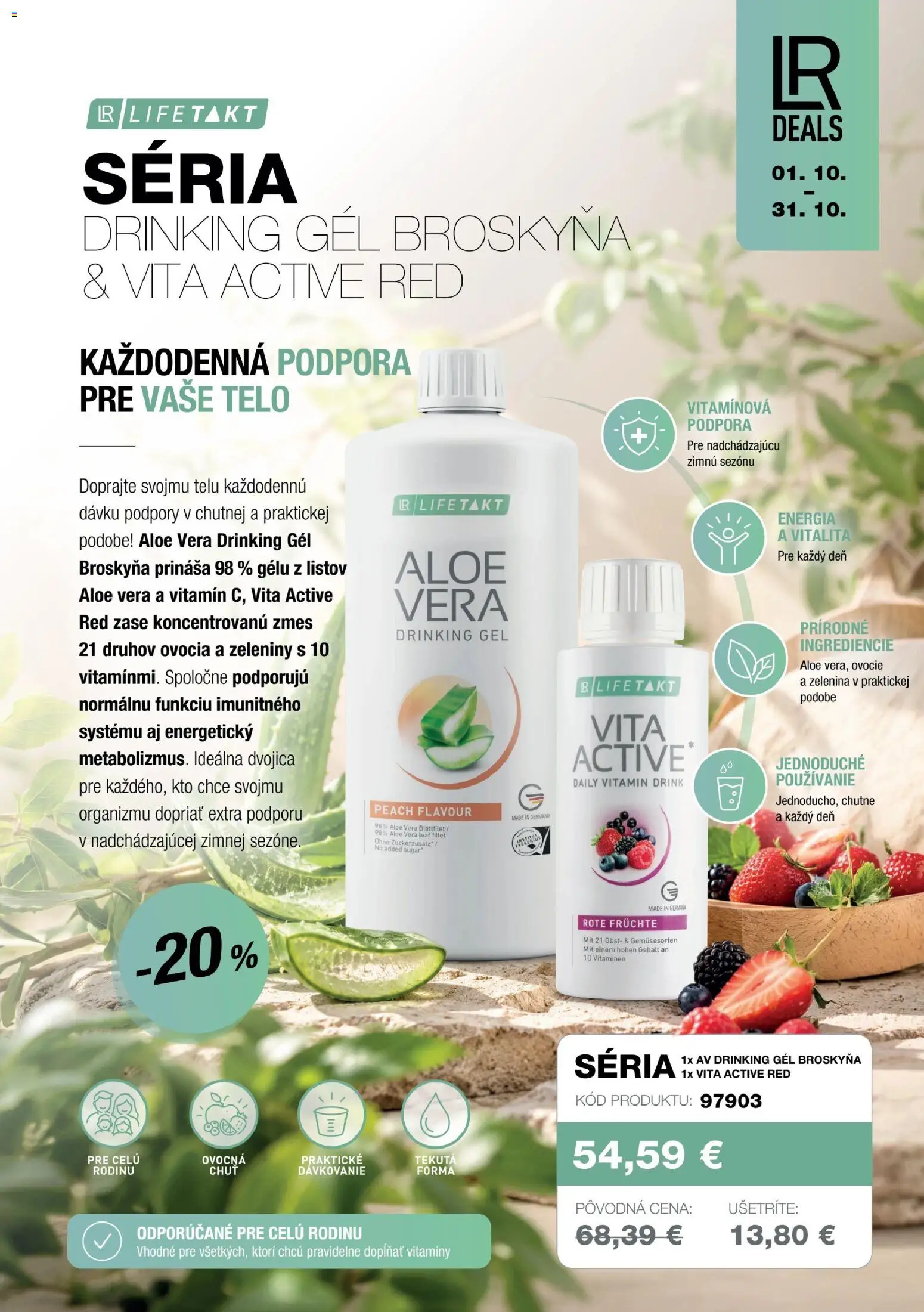 Nové LR akcie – leták je platný od 08.10.2026 | Strana: 12 | Produkty: Aloe Vera, Zelenina, Ovocie