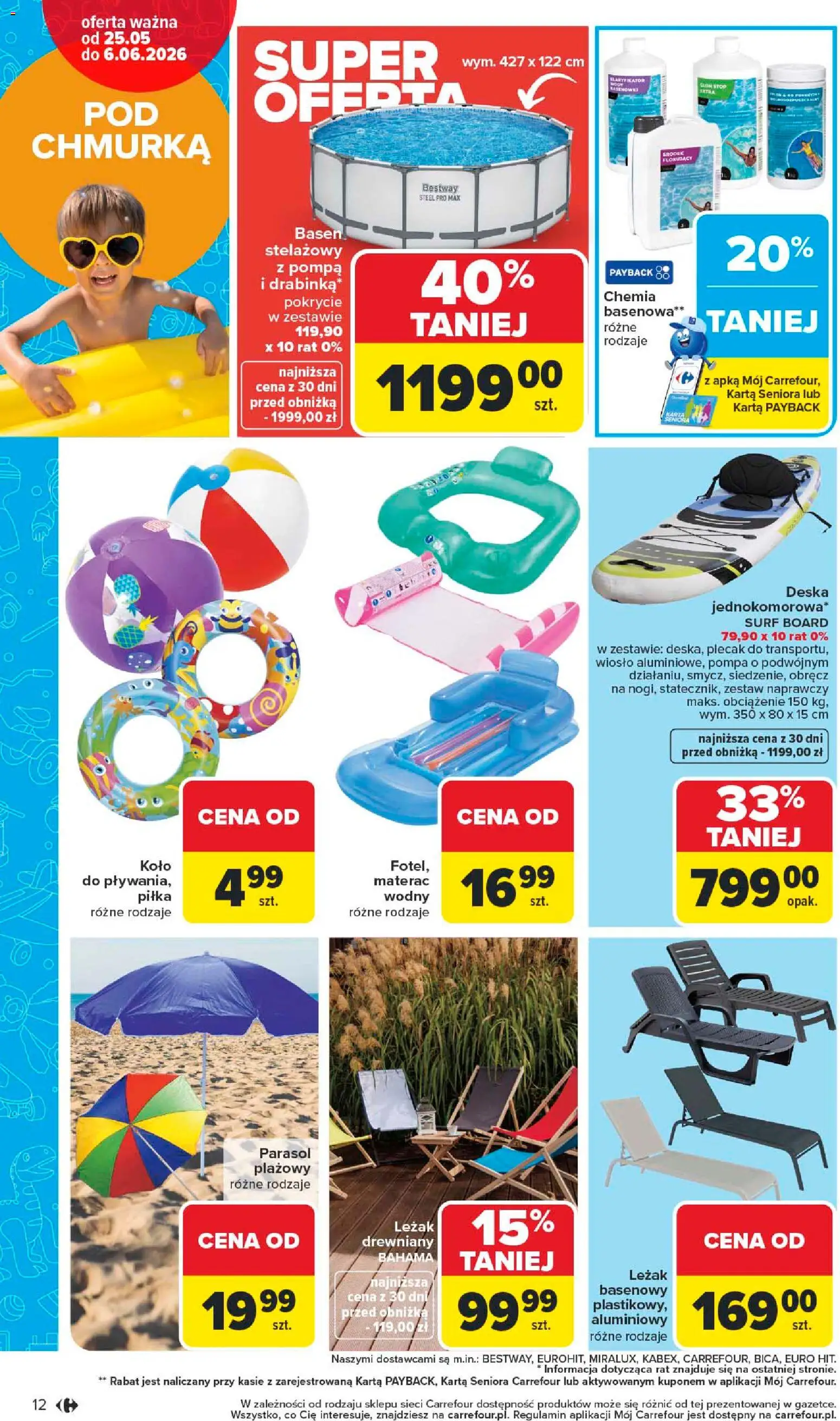 Carrefour gazetka - Łap super okazje od 25.05.2026 | Strona: 12 | Produkty: Karta, Plecak, Parasol, Leżak