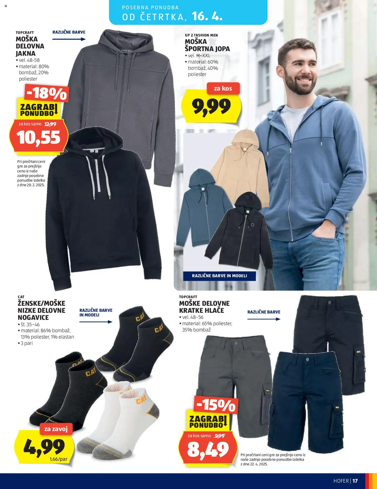 Novi Hofer katalog ponudbe – veljaven od 08.04.2026 | Stran: 17 | Izdelki: Kos, Jakna, Hlace, Nogavice