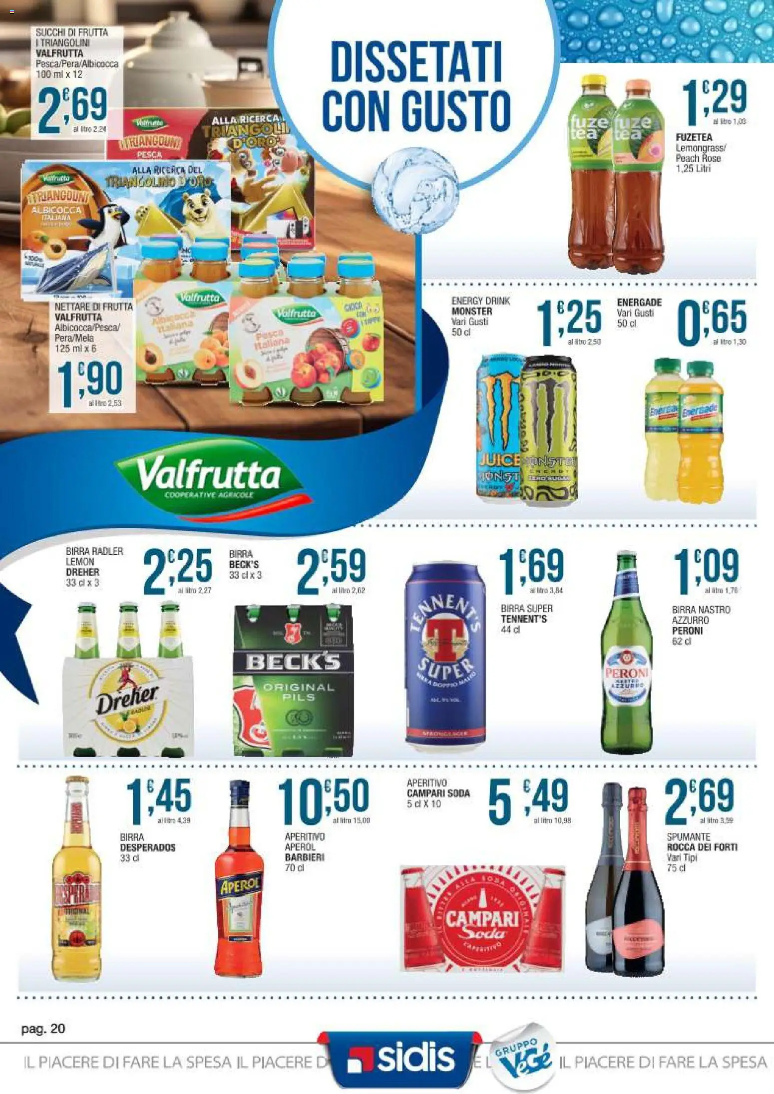 Volantino Sidis del 09.03.2026 | Pagina: 20 | Prodotti: Birra, Frutta, Pesca, Aperitivo