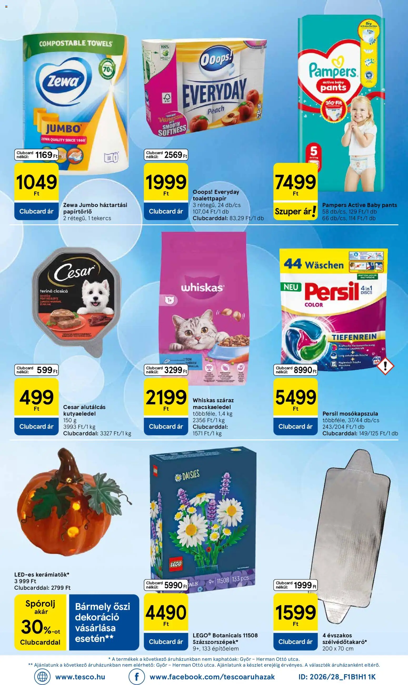 Tesco akciós ujság - amely érvényes a következő dátumtól: 2026.09.10. | Oldal: 8 | Termékek: Toalettpapír, Macskaeledel, Whiskas, Zewa