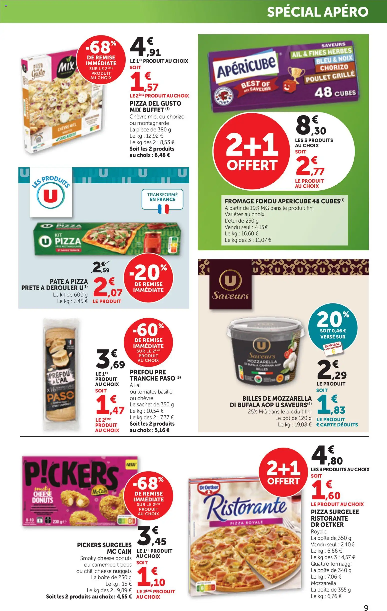 {H1} | Page: 9 | Produits: Chorizo, Mozzarella, Fromage, Tomates