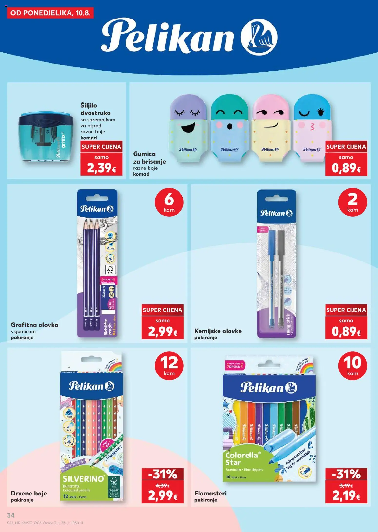 Kaufland katalog | vrijedi od 10.08.2026 | Stranica: 34 | Proizvodi: Šiljilo, Flomasteri