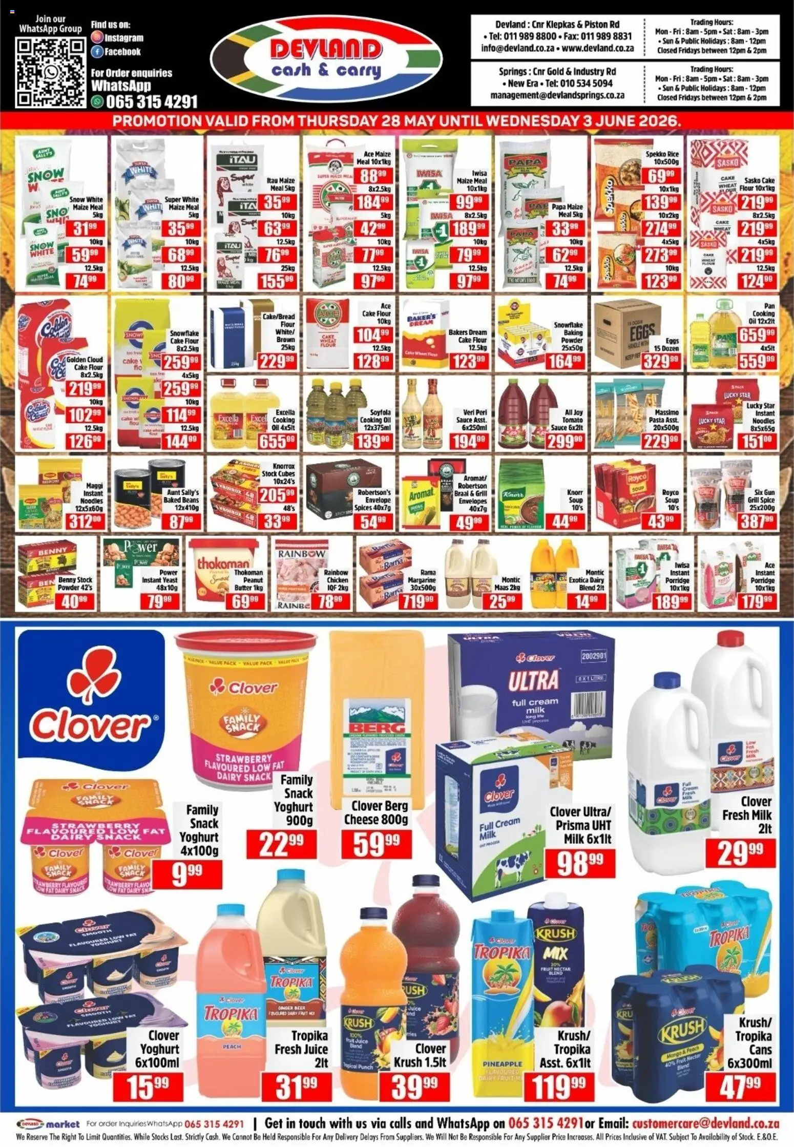 New Devland catalogue – valid from 28.05.2026 | Page: 2 | Products: Beans, Maize meal, Chicken, Powder