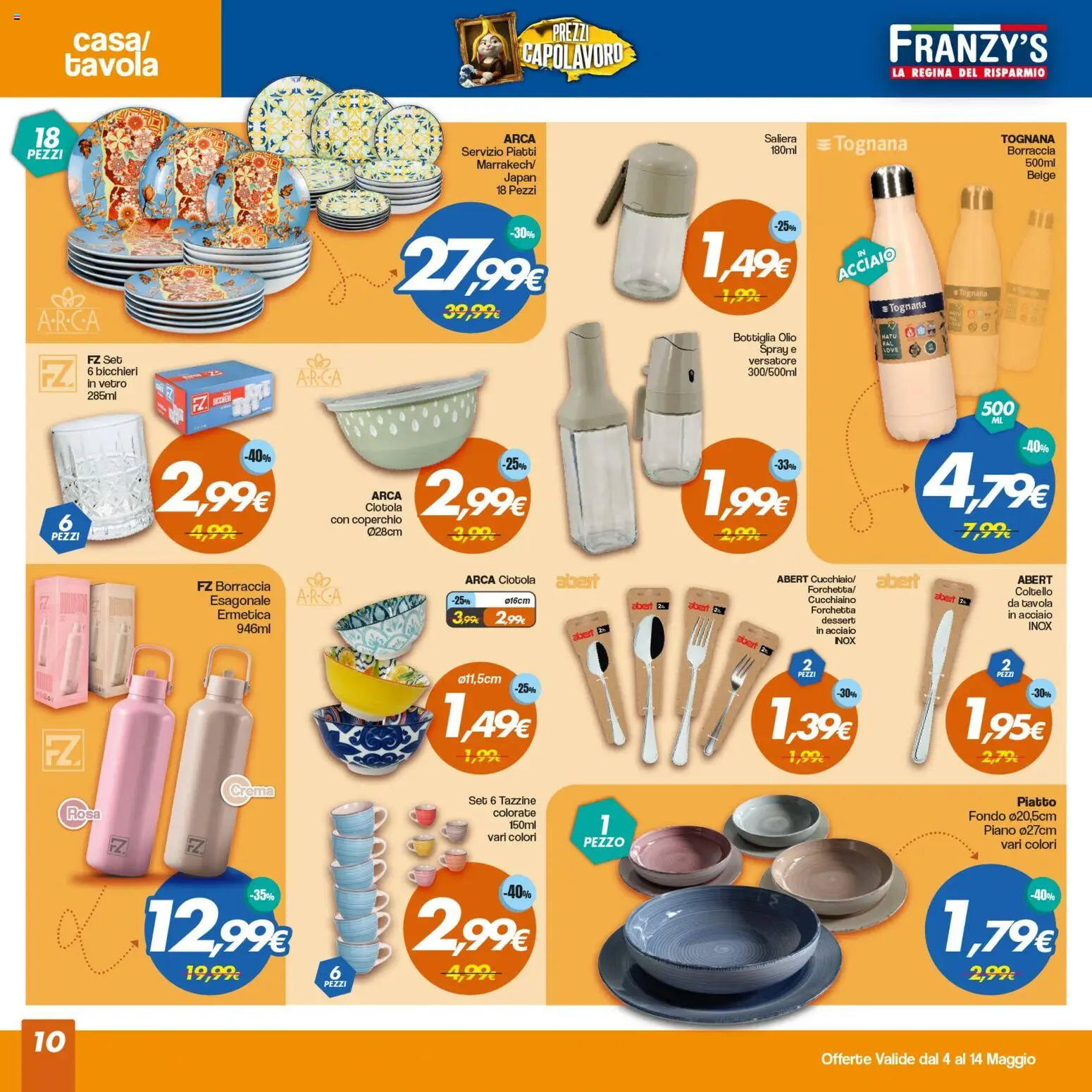 Volantino Franzy's del 04.05.2026 | Pagina: 10 | Prodotti: Crema, Olio, Borraccia, Ciotola