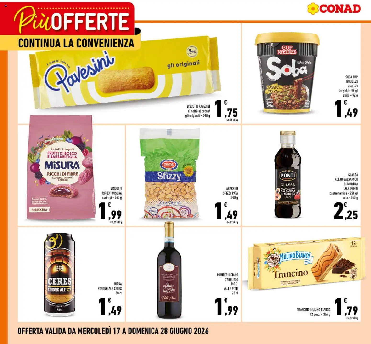 Volantino Conad del 17.06.2026 | Pagina: 2 | Prodotti: Birra, Barbabietola, Ceres, Arachidi