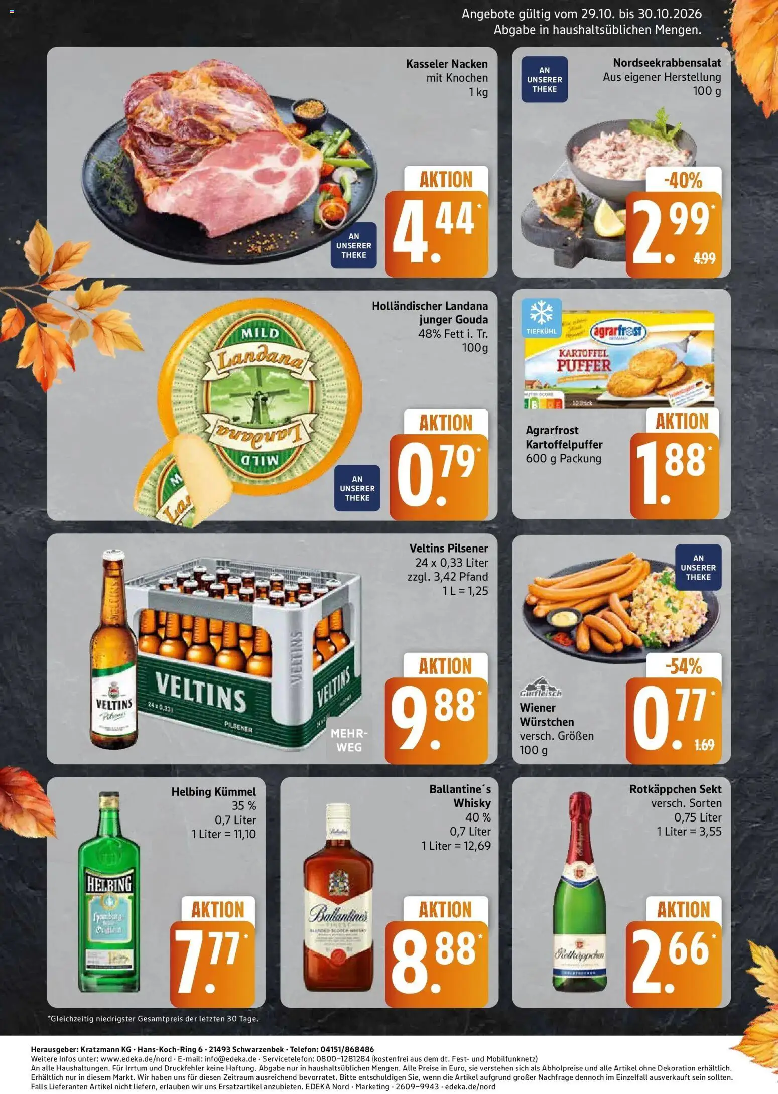Edeka Prospekt Reinbek (ab 26.10.2026) » Angebote Online | Seite: 2 | Produkte: Whisky, Kasseler nacken, Rotkäppchen, Telefon