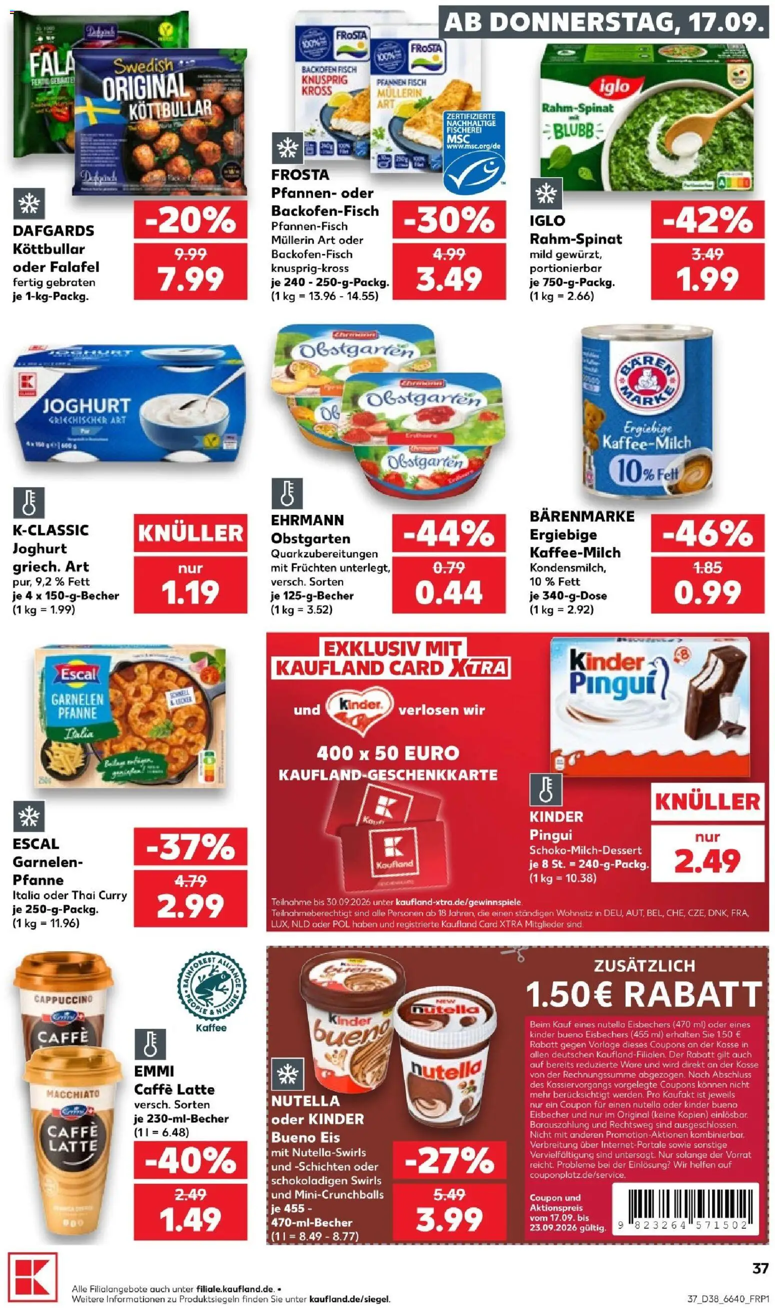 Kaufland Prospekt Speyer – gültig ab 17.09.2026 | Seite: 37 | Produkte: Iglo, Frosta, Fisch, Eis
