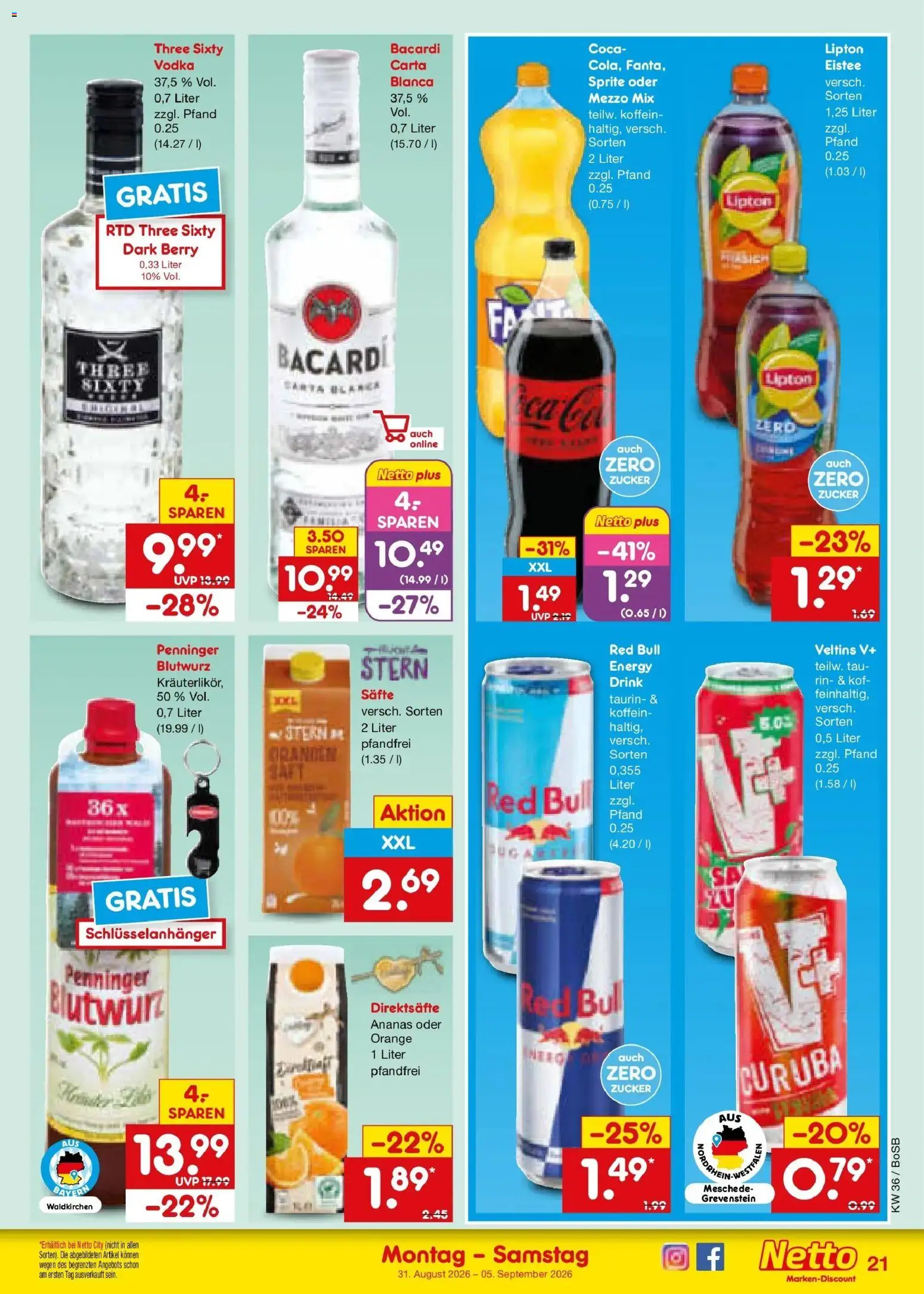 Netto Marken-Discount Prospekt Stadtlohn – gültig ab 31.08.2026 | Seite: 27 | Produkte: Mezzo mix, Red bull, Sprite, Energy