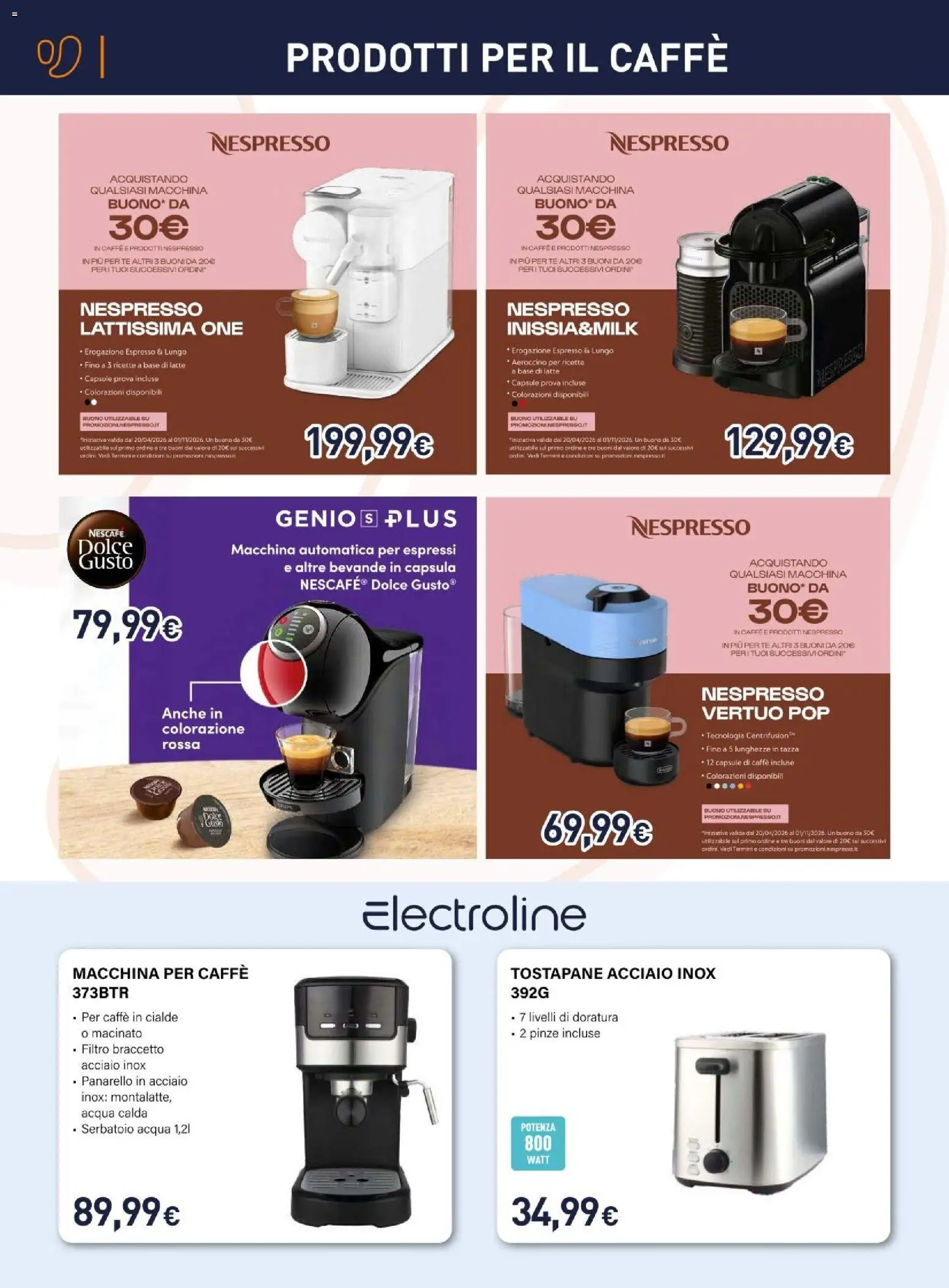 Volantino Unieuro del 11.06.2026 | Pagina: 10 | Prodotti: Pinze, Tostapane, Caffè in cialde, Macinato
