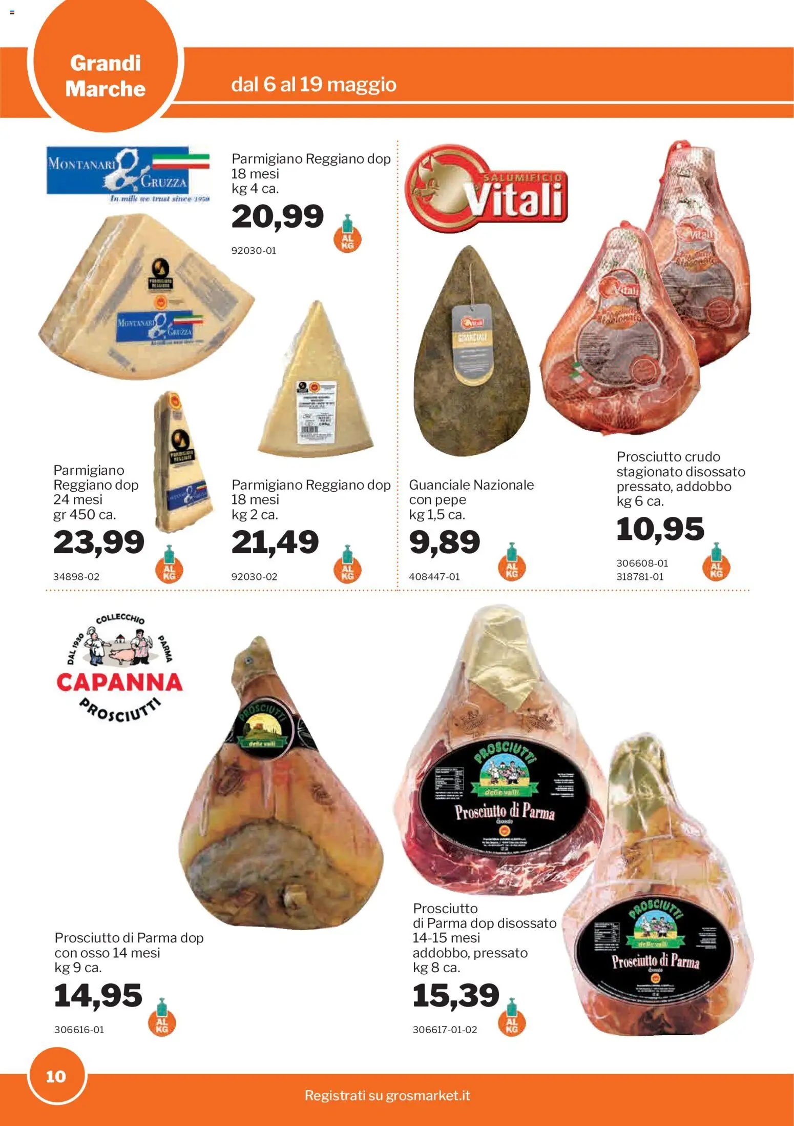 Volantino Sogegross del 06.05.2026 | Pagina: 10 | Prodotti: Pepe, Prosciutto, Parmigiano reggiano, Guanciale