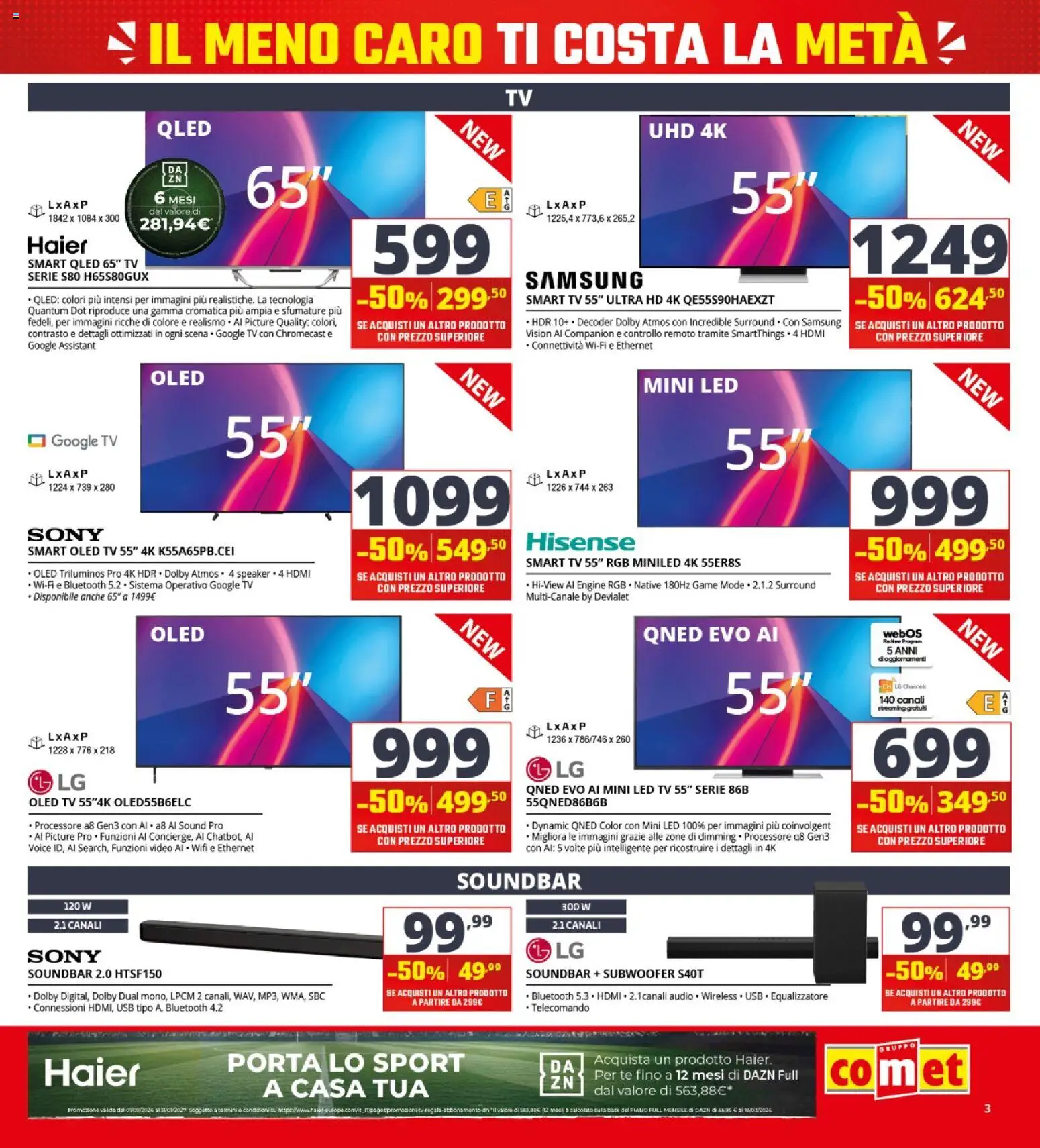 Volantino Comet del 24/09/2026 | Pagina: 3 | Prodotti: Caro, smart TV, Video, USB
