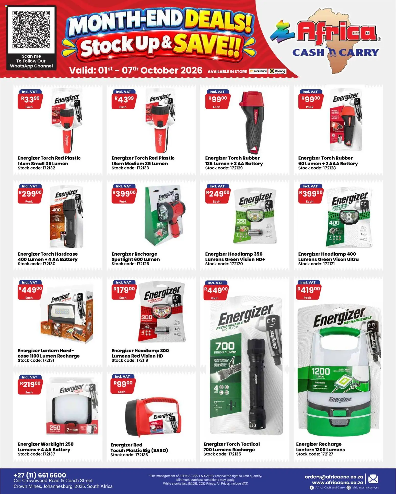 New Africa Cash & Carry catalogue – valid from 01/10/2026 | Page: 43 | Products: Lantern, Case, AA battery, Stock