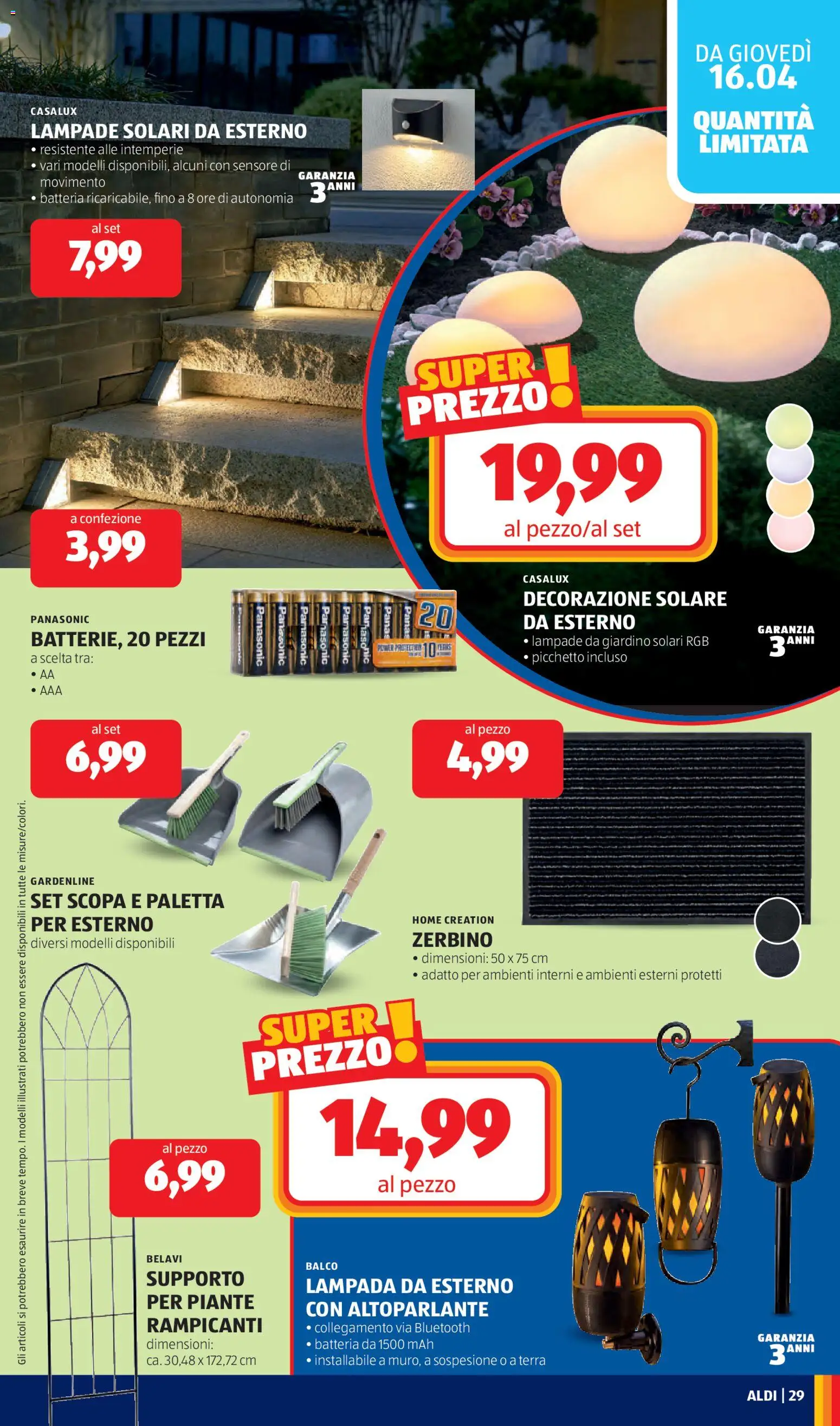 Volantino Aldi del 13.04.2026 | Pagina: 29 | Prodotti: Altoparlante, Scopa, Batteria, Lampada