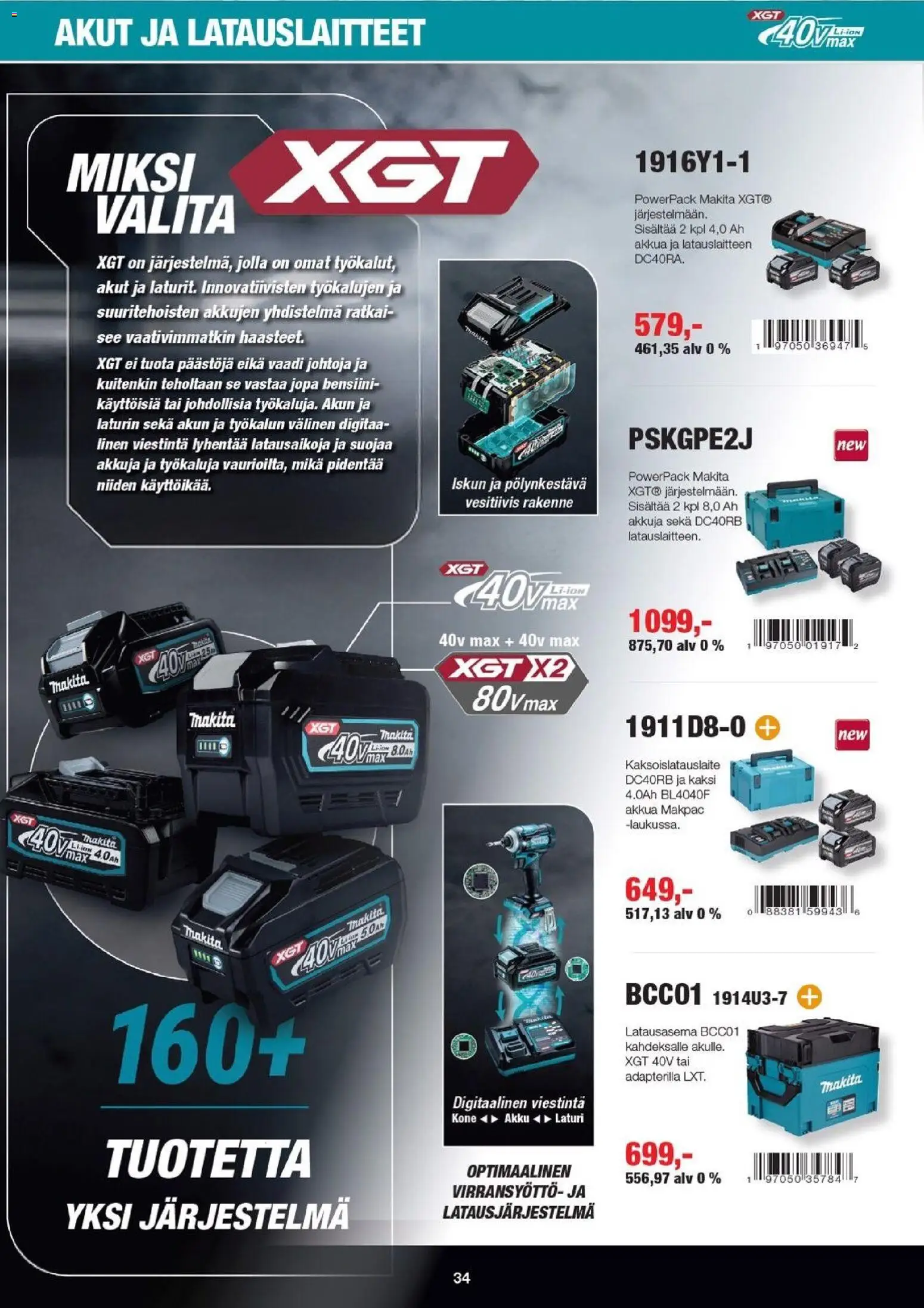 Makita tarjoukset - XGT esite 2026 – voimassa 07.04.2026 alkaen | Sivu: 34 | Tuotteet: Akku, Laturi