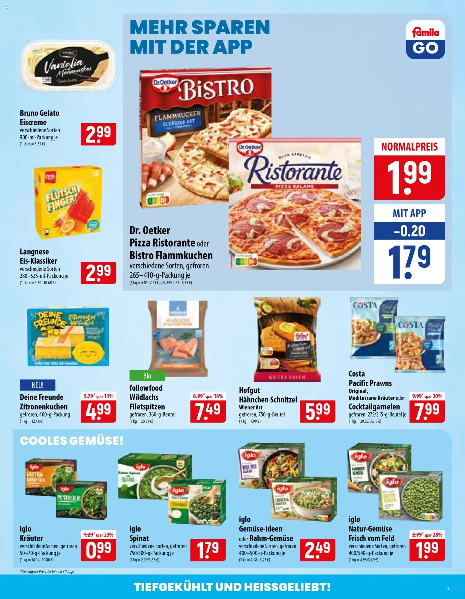 Famila Prospekt – gültig ab 14.09.2026 | Seite: 7 | Produkte: Ristorante, Langnese, Eiscreme, Gemüse