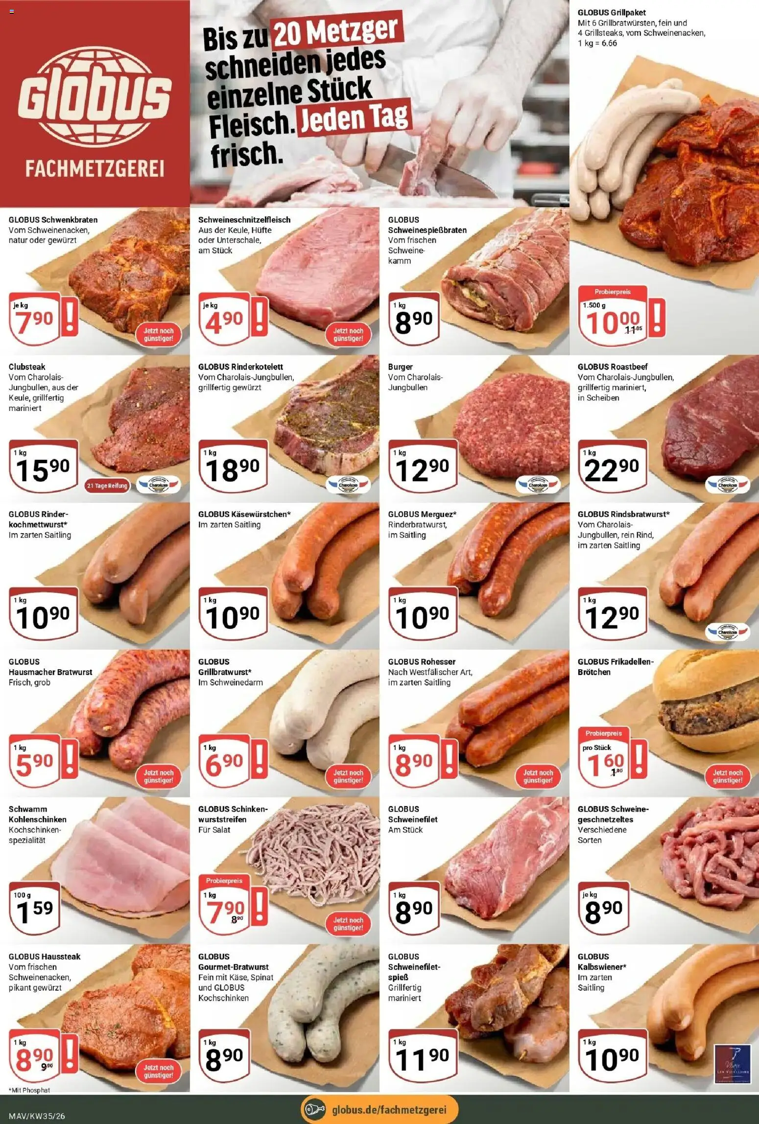 Globus Prospekt Mannheim (ab 24.08.2026) » Angebote online | Seite: 10 | Produkte: Bratwurst, Burger, Roastbeef, Schweinefilet