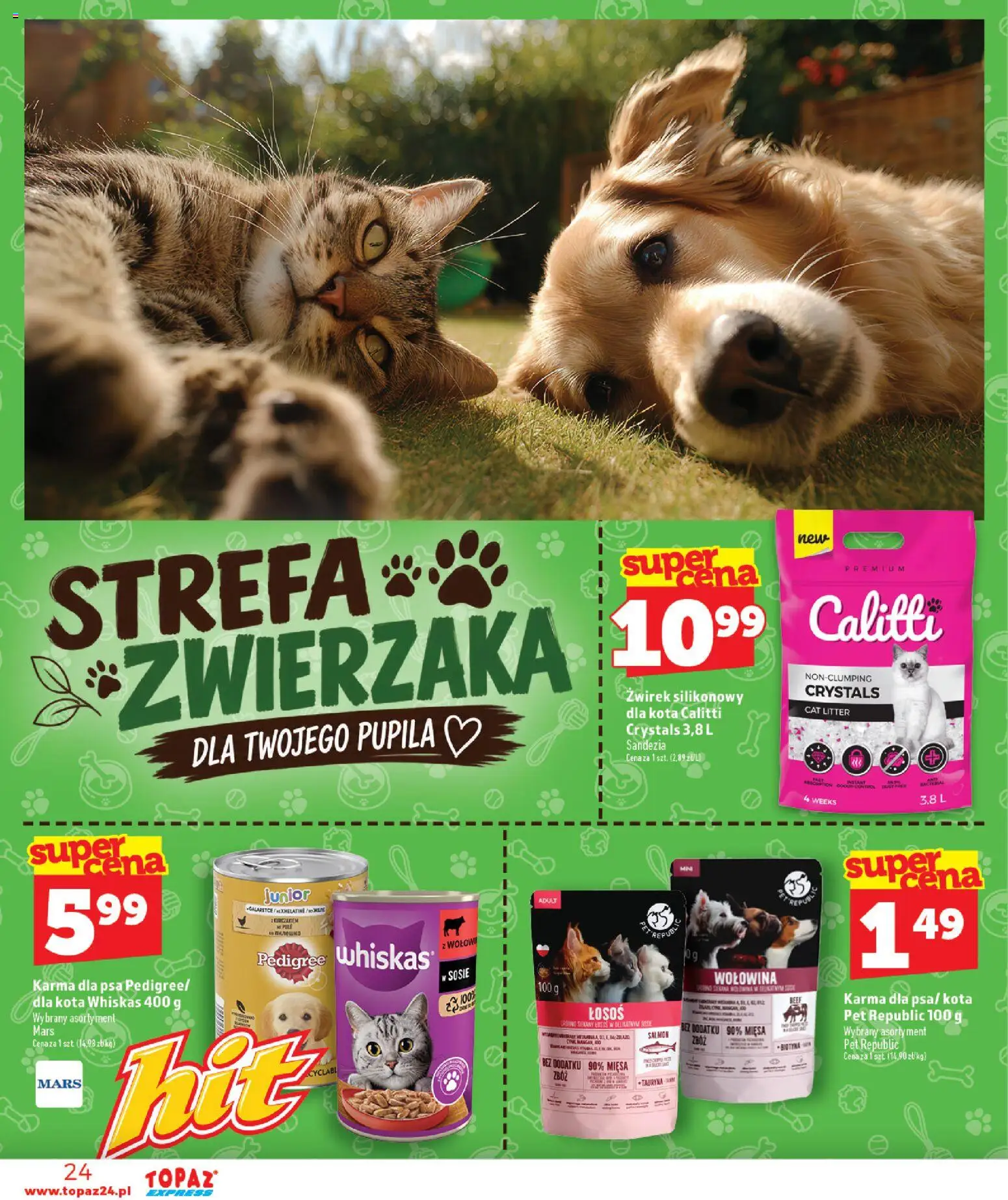 Topaz gazetka - Express od 01.10.2026 | Strona: 24 | Produkty: Żwirek silikonowy, Karma dla psa, Wołowina, Karma