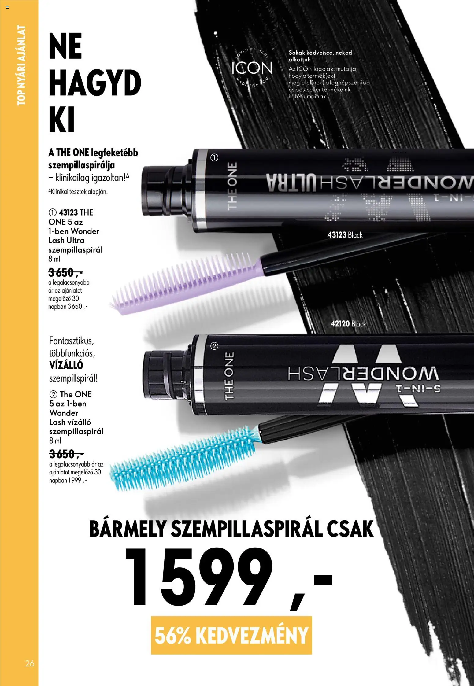 Oriflame akciós ujság - amely érvényes a következő dátumtól: 17.06.2026 | Oldal: 26 | Termékek: Szempillaspirál
