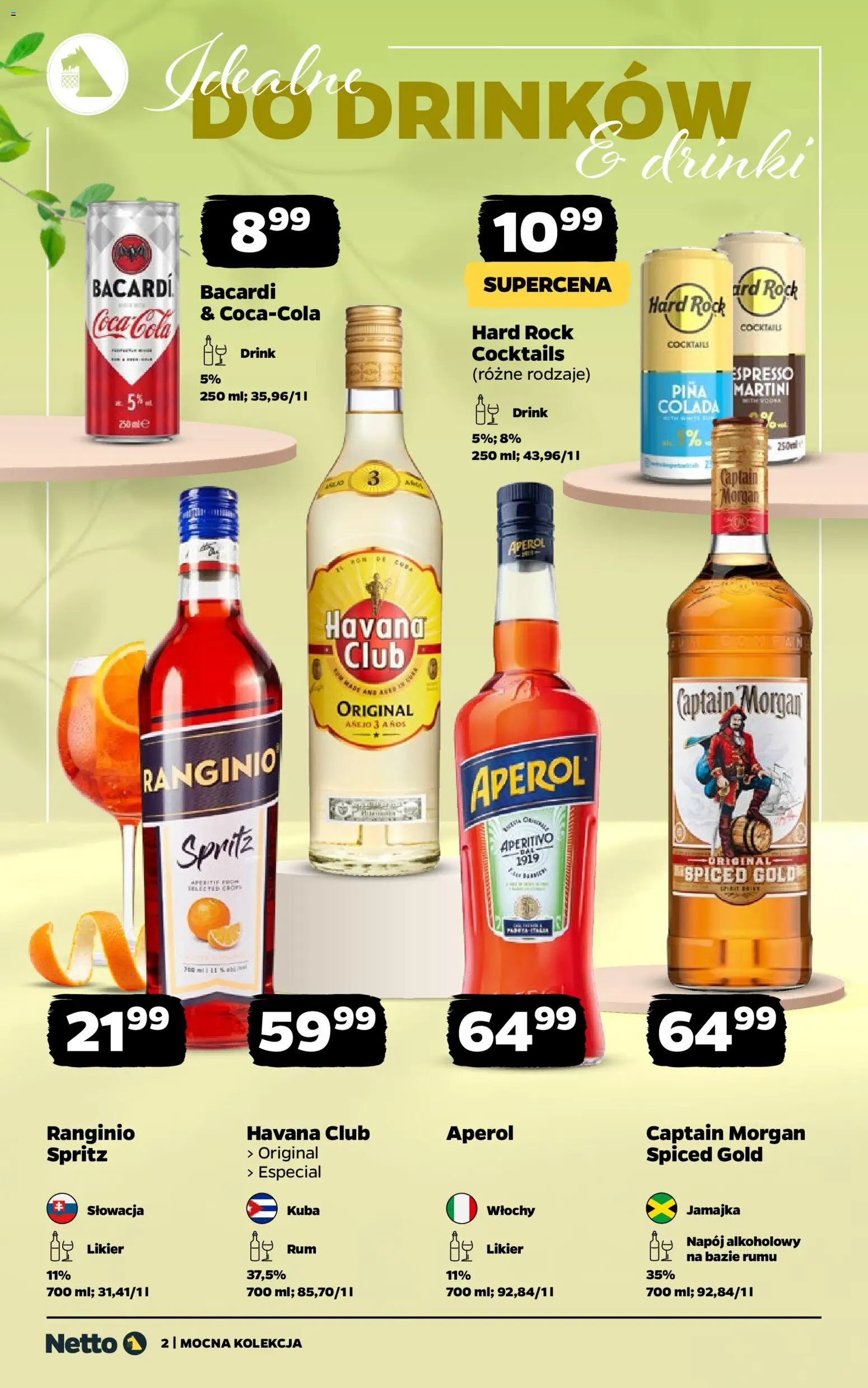 Netto gazetka - Alkohole mocne od 08.06.2026 | Strona: 2 | Produkty: Martini, Captain Morgan, Aperol