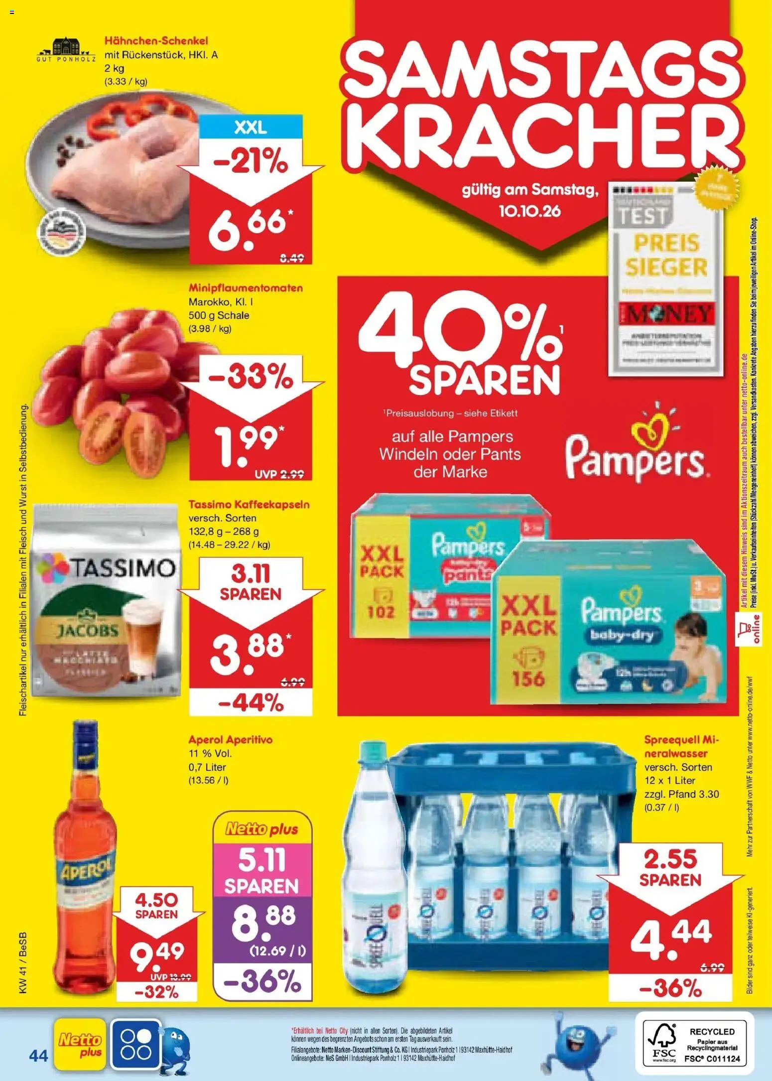 Netto Marken-Discount Prospekt Berlin-Prenzlauer Berg (ab 05.10.2026) » Angebote | Seite: 56 | Produkte: Hahnchenschenkel, Aperol, Fleisch, Tassimo