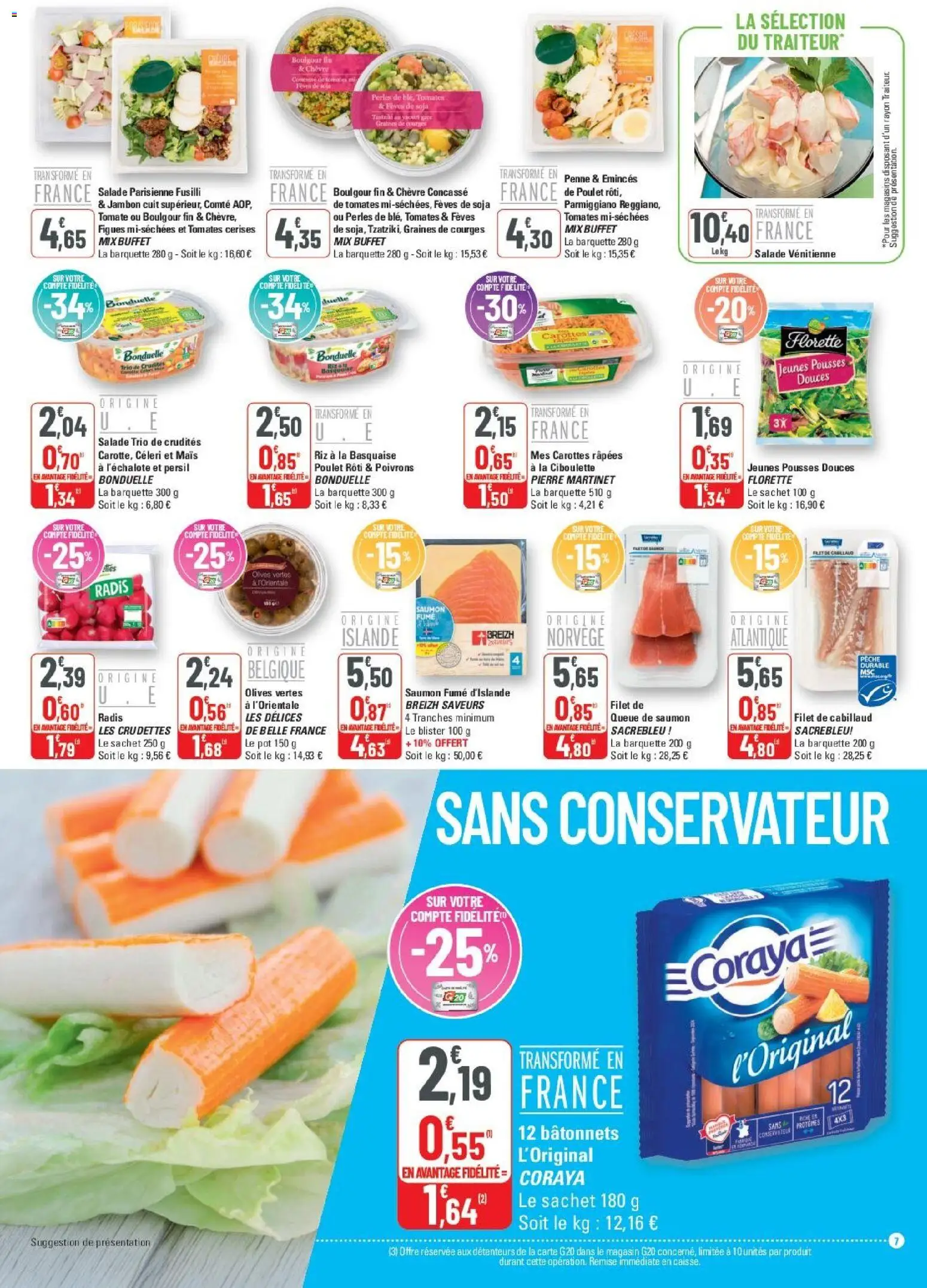 {H1} | Page: 7 | Produits: Fusilli, Radis, Saumon fumé, Riz