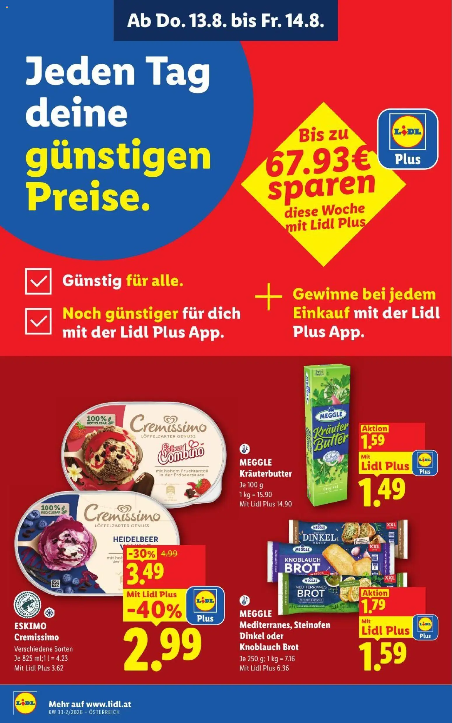 Lidl - Flugblatt gültig ab 13.08.2026 | Seite: 2 | Produkte: Knoblauch, Butter, Brot