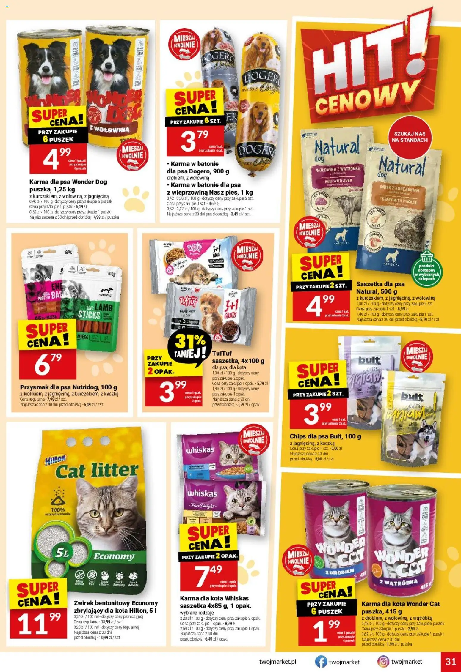 Twój Market gazetka od 29.07.2026 | Strona: 31 | Produkty: Wątróbka, Karma dla kota, Żwirek bentonitowy, Wołowina