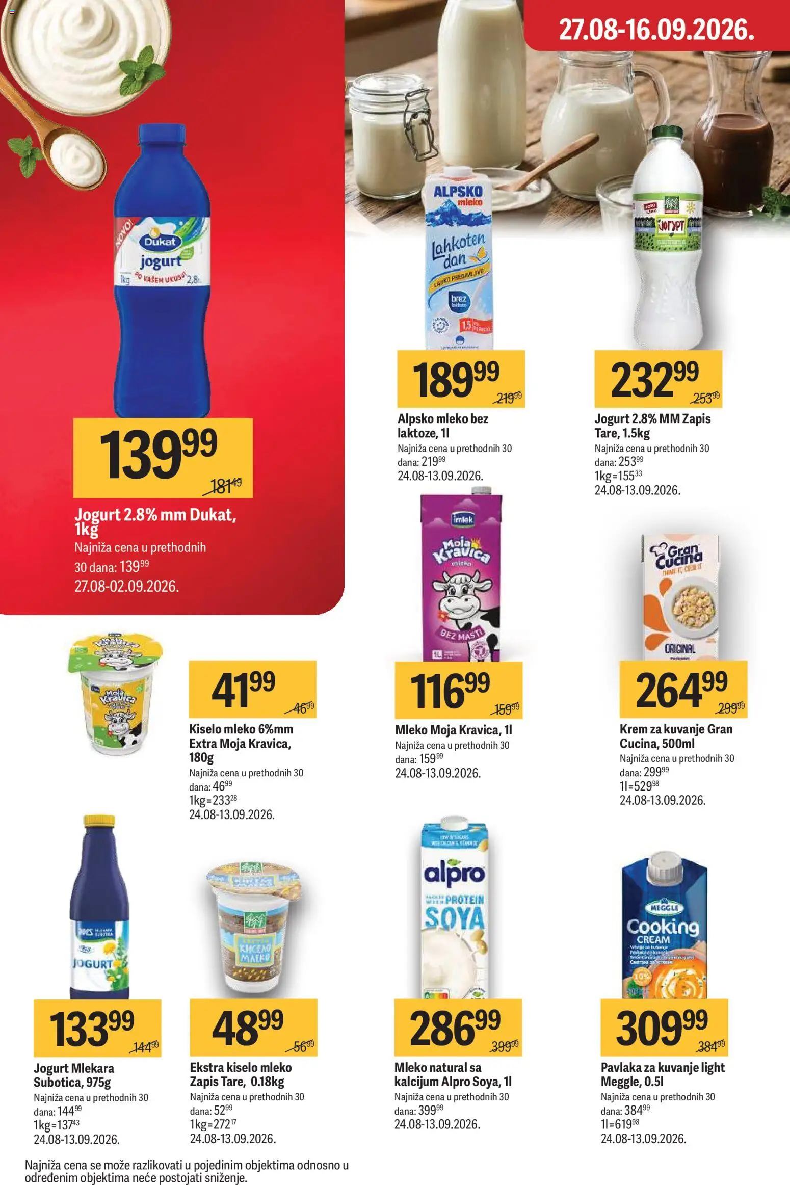 Maxi katalog - važi od 27.08.2026 | Strana: 27 | Proizvode: Kiselo mleko, Alpro, Krem, Pavlaka