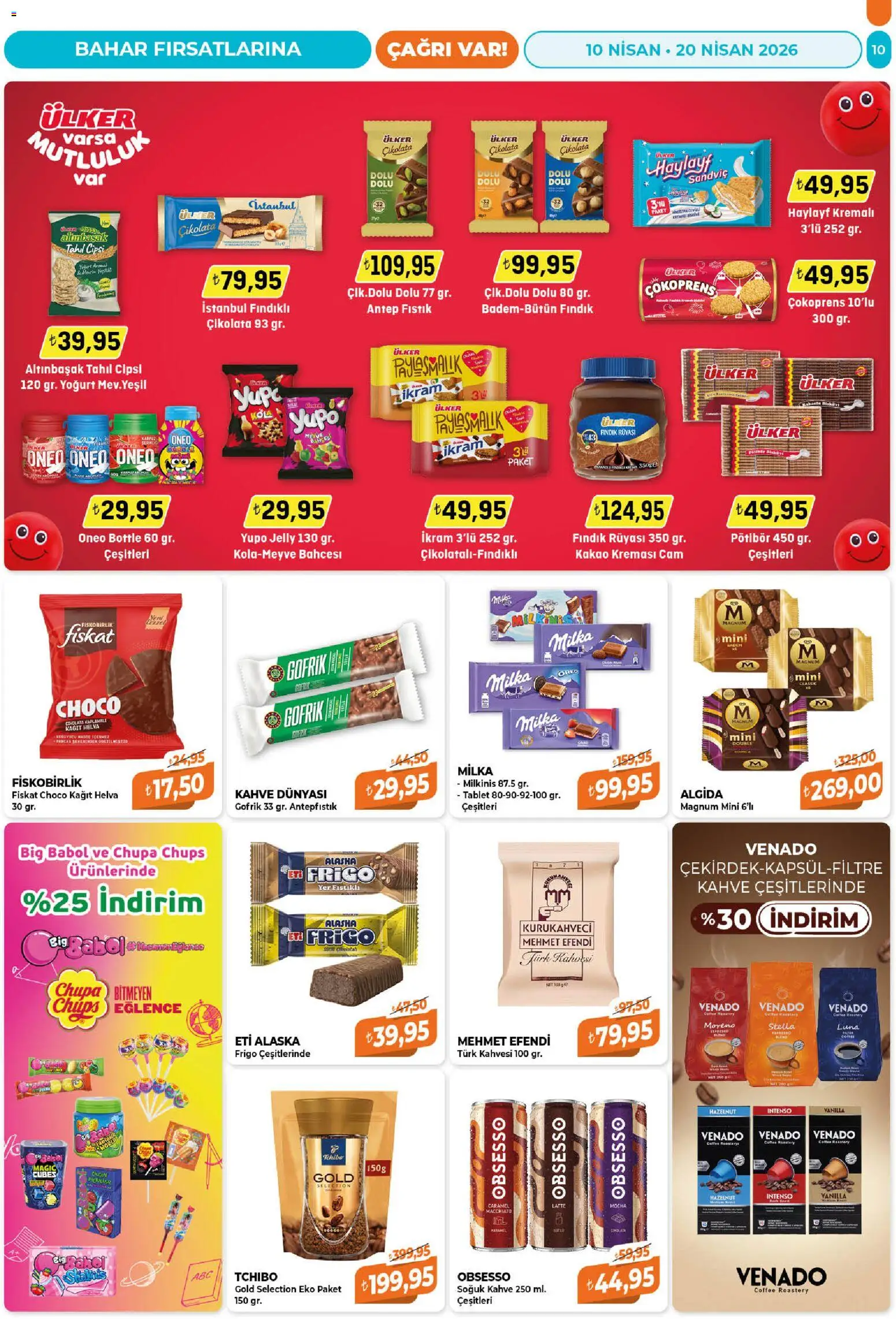 Çağrı Market Katalog - 10.04.2026 tarihinden itibaren geçerlidir | Sayfa: 10 | Ürünler: Yoğurt, Çikolata, Fındık, Karpuz
