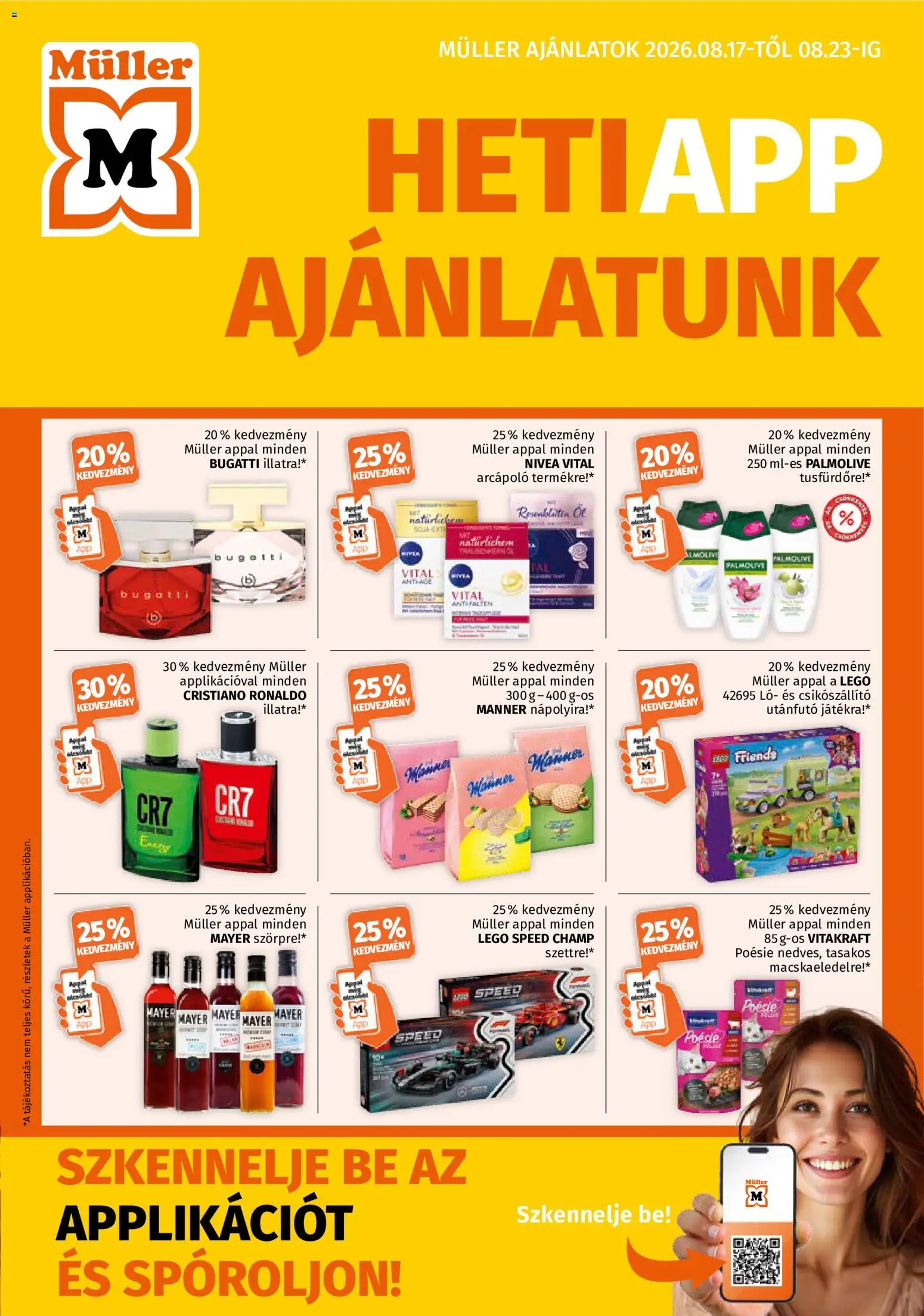 Müller akciós ujság - amely érvényes a következő dátumtól: 2026.08.17. | Oldal: 1 | Termékek: Müller, LEGO, Nivea, Palmolive