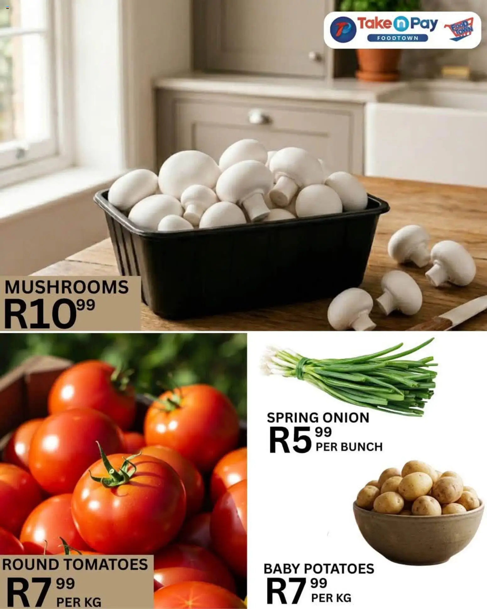 New Take n Pay catalogue – valid from 11/09/2026 | Page: 16 | Products: Mushrooms, Tomatoes, Potatoes, Onion