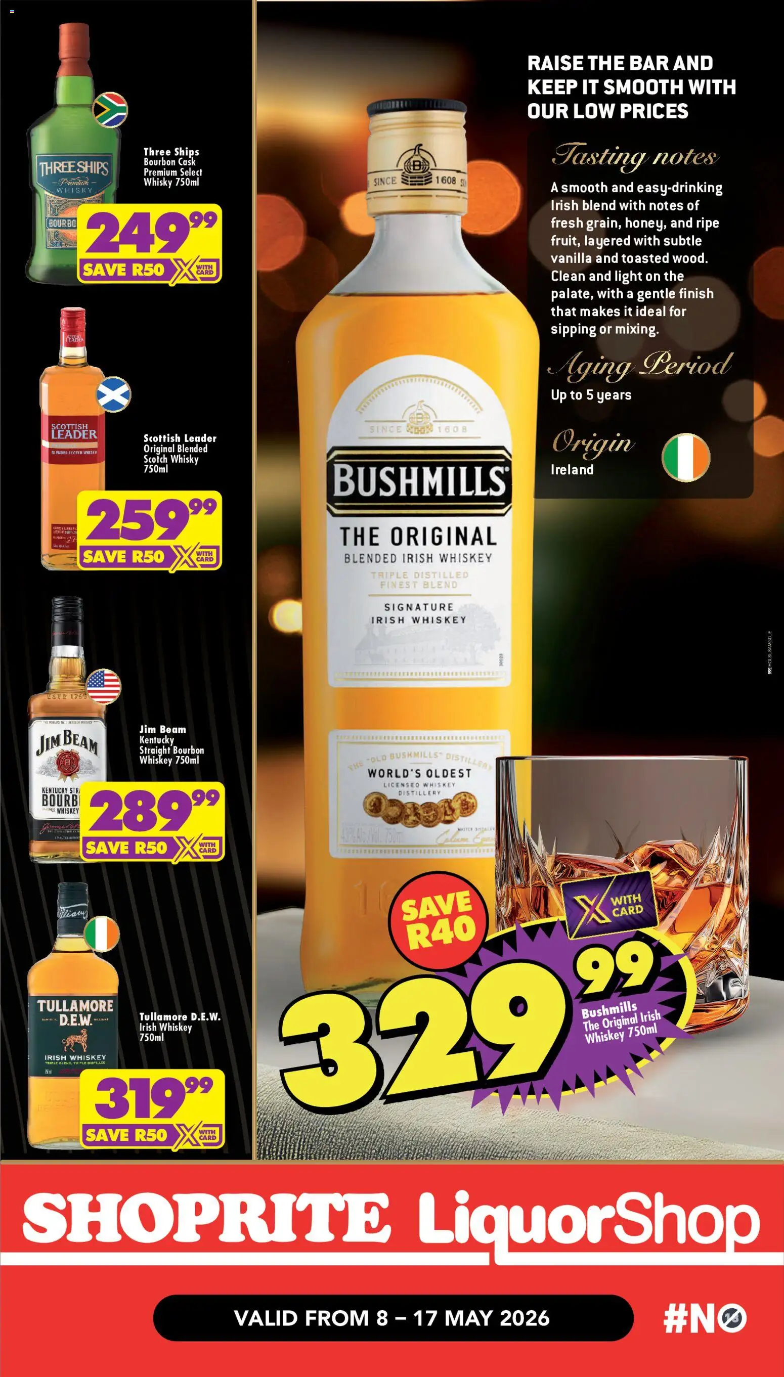 New Shoprite catalogue – valid from 08.05.2026 | Page: 4 | Products: Light, Bourbon, Whiskey