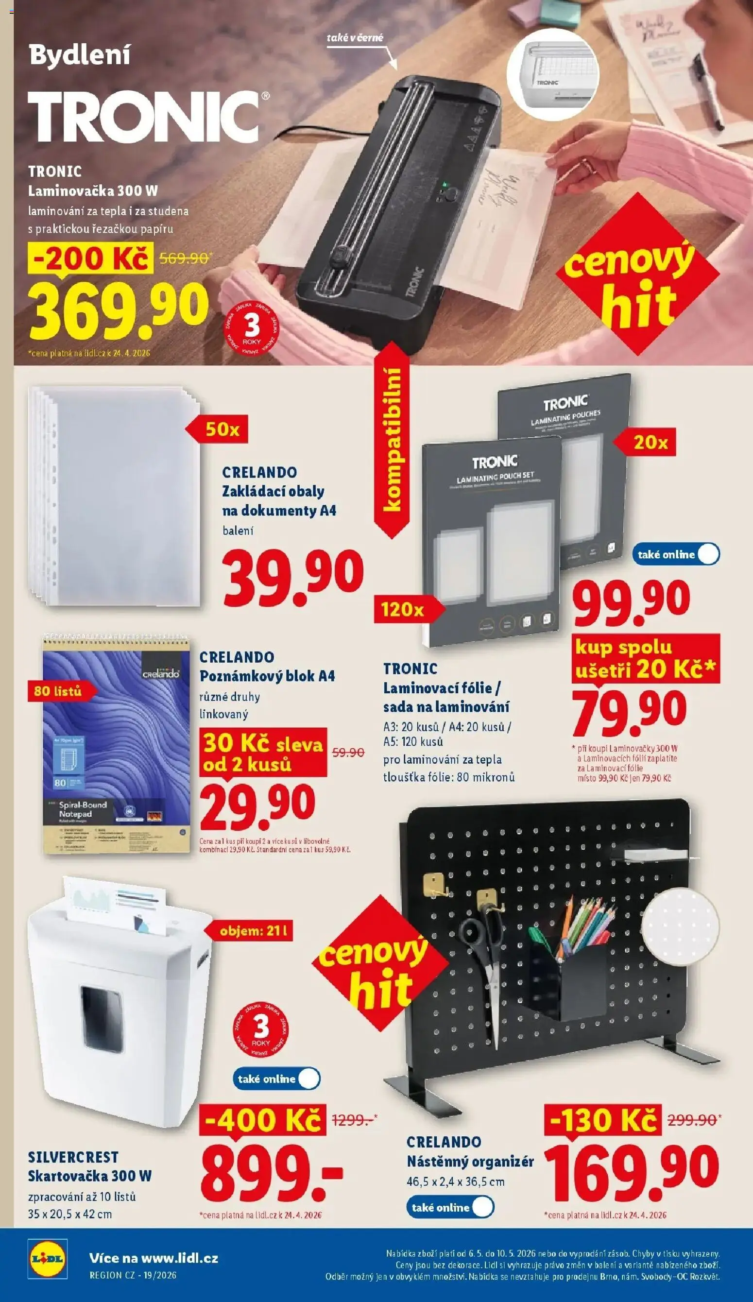 Lidl aktuální leták od 06.05.2026 | Strana: 34 | Produkty: Laminovací folie, Fólie, Blok, Laminátor