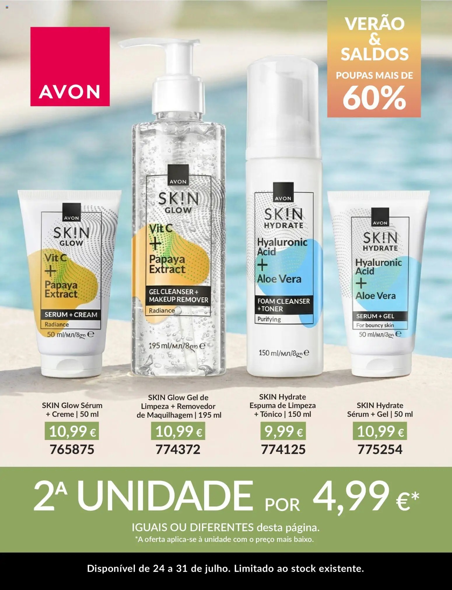 Avon Verão Saldos │ válido de 24/07/2026 | Página: 3 | Produtos: Toner, Maquilhagem, Sérum, Creme