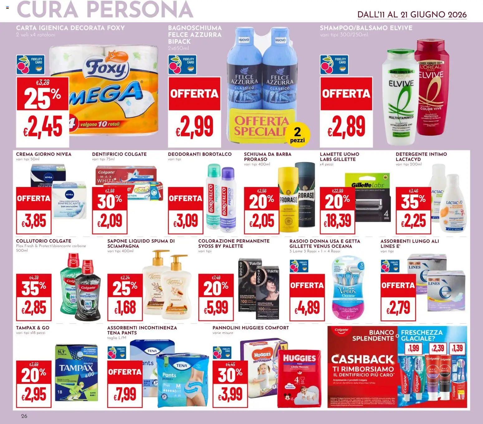Volantino Pan del 11.06.2026 | Pagina: 26 | Prodotti: Schiuma da barba, Rasoio, Dentifricio, Detergente