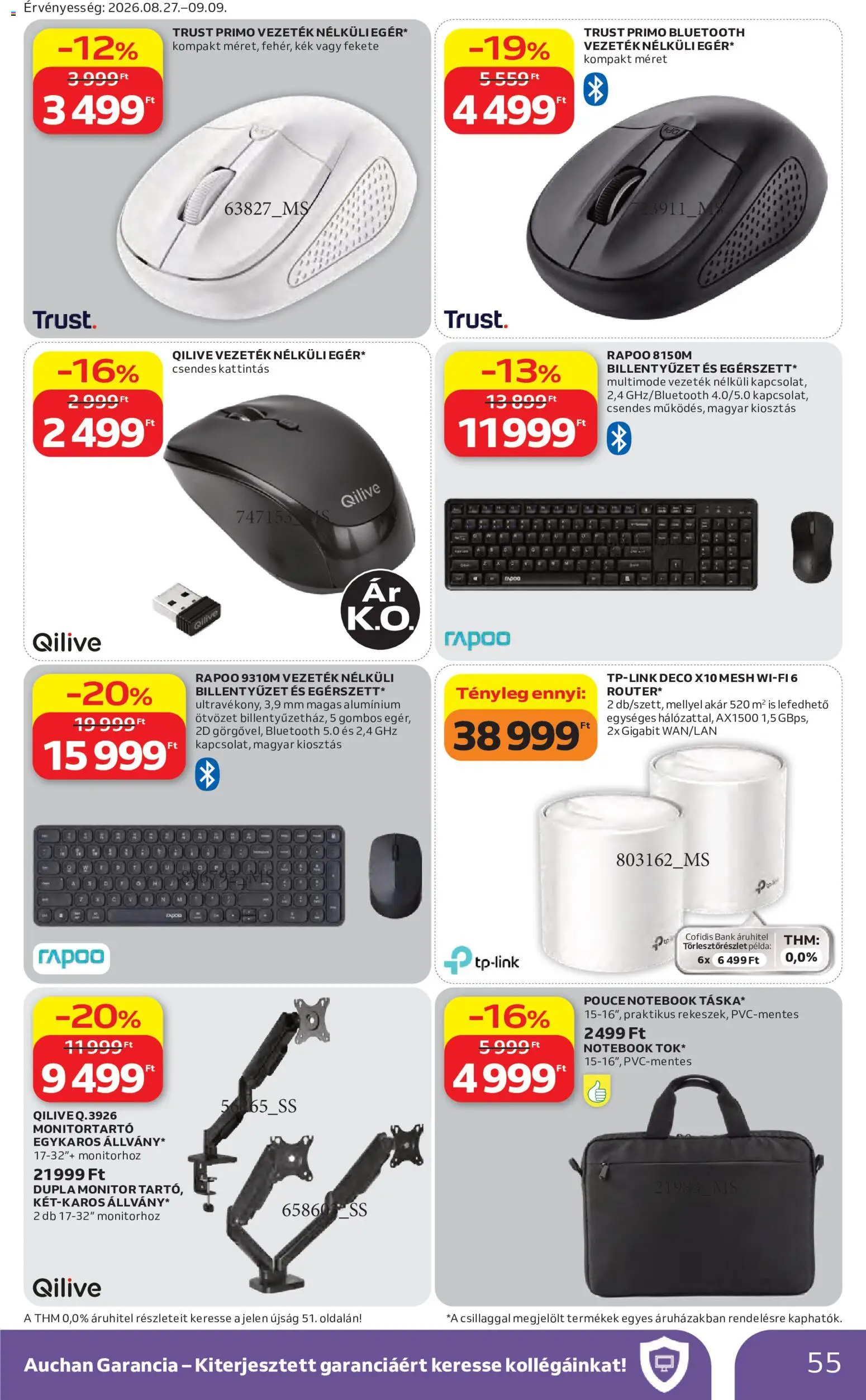 Auchan akciós ujság - amely érvényes a következő dátumtól: 2026.08.27. | Oldal: 55 | Termékek: Laptop, Router, Monitor, Billentyűzet
