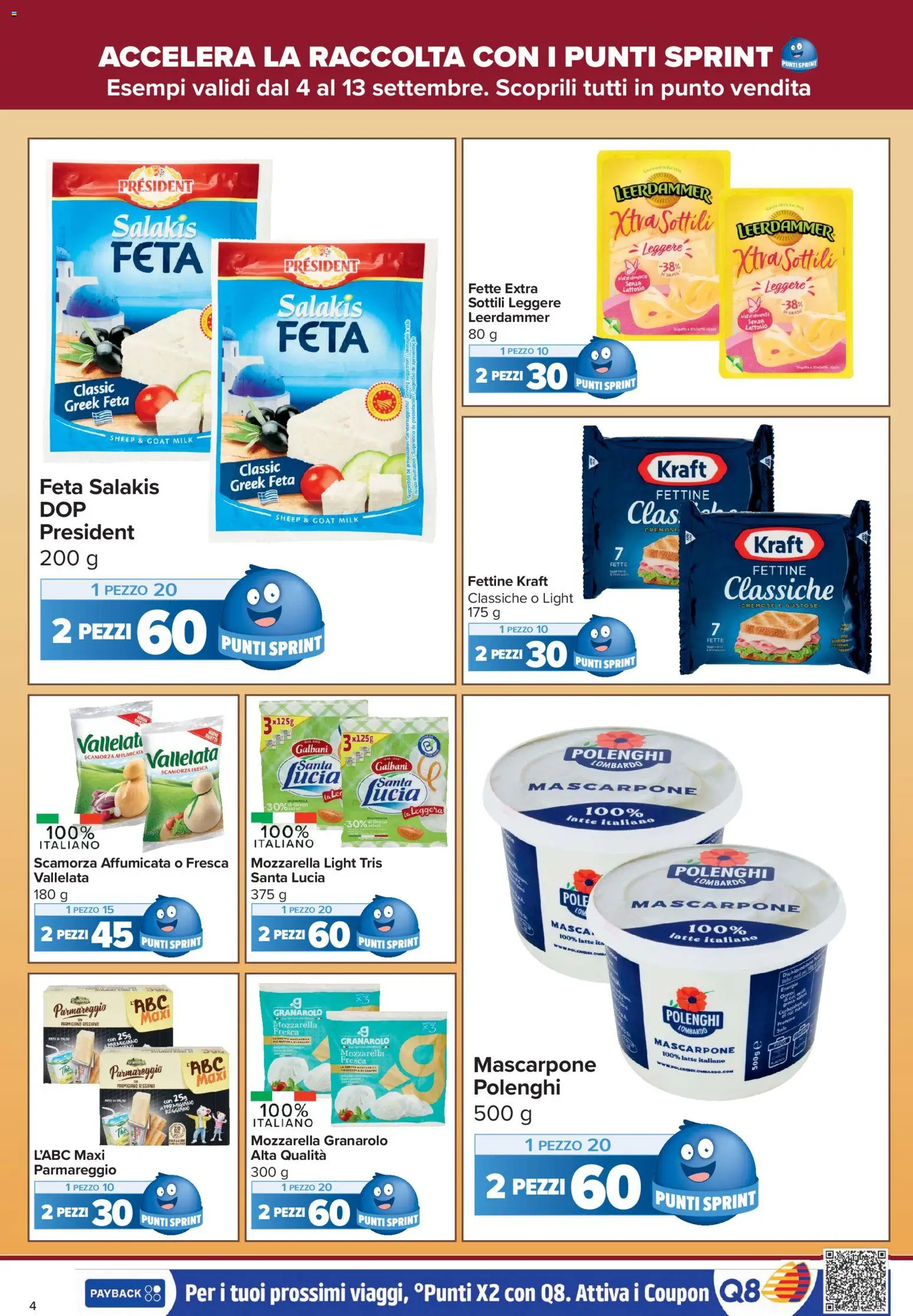 Volantino Carrefour del 04/09/2026 | Pagina: 4 | Prodotti: Mozzarella, Latte, Feta, Parmigiano