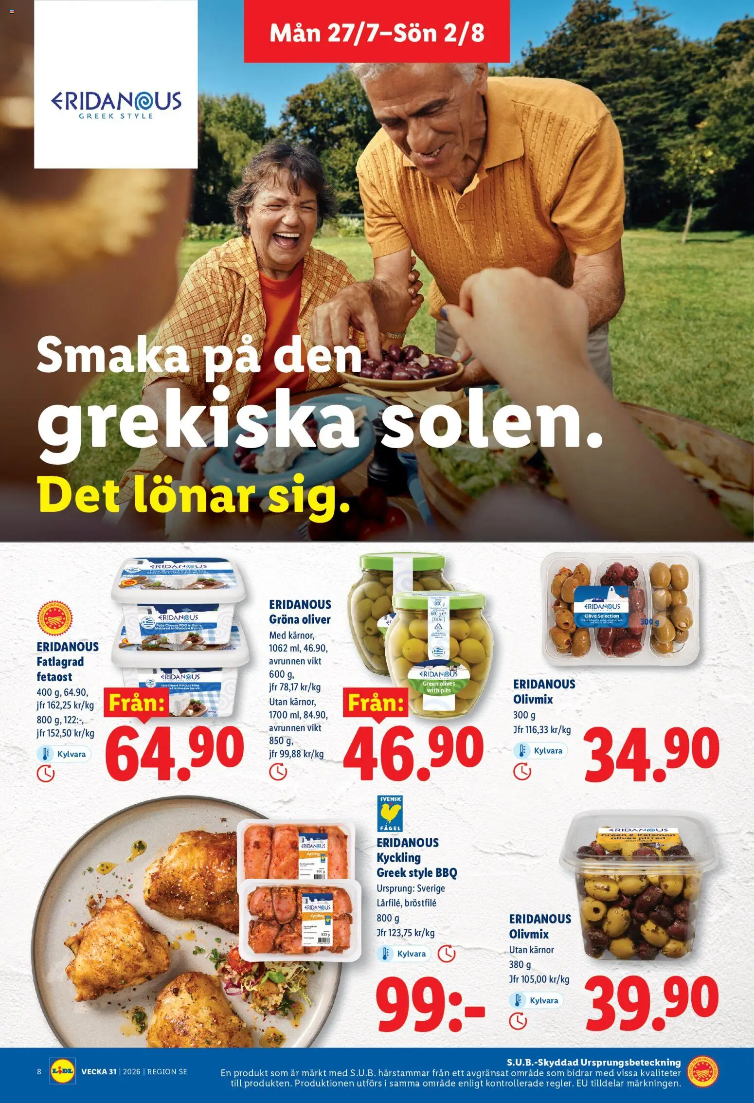 Lidl reklamblad aktuell från 27/07/2026 | Sida: 8 | Produkter: Oliver, Fetaost