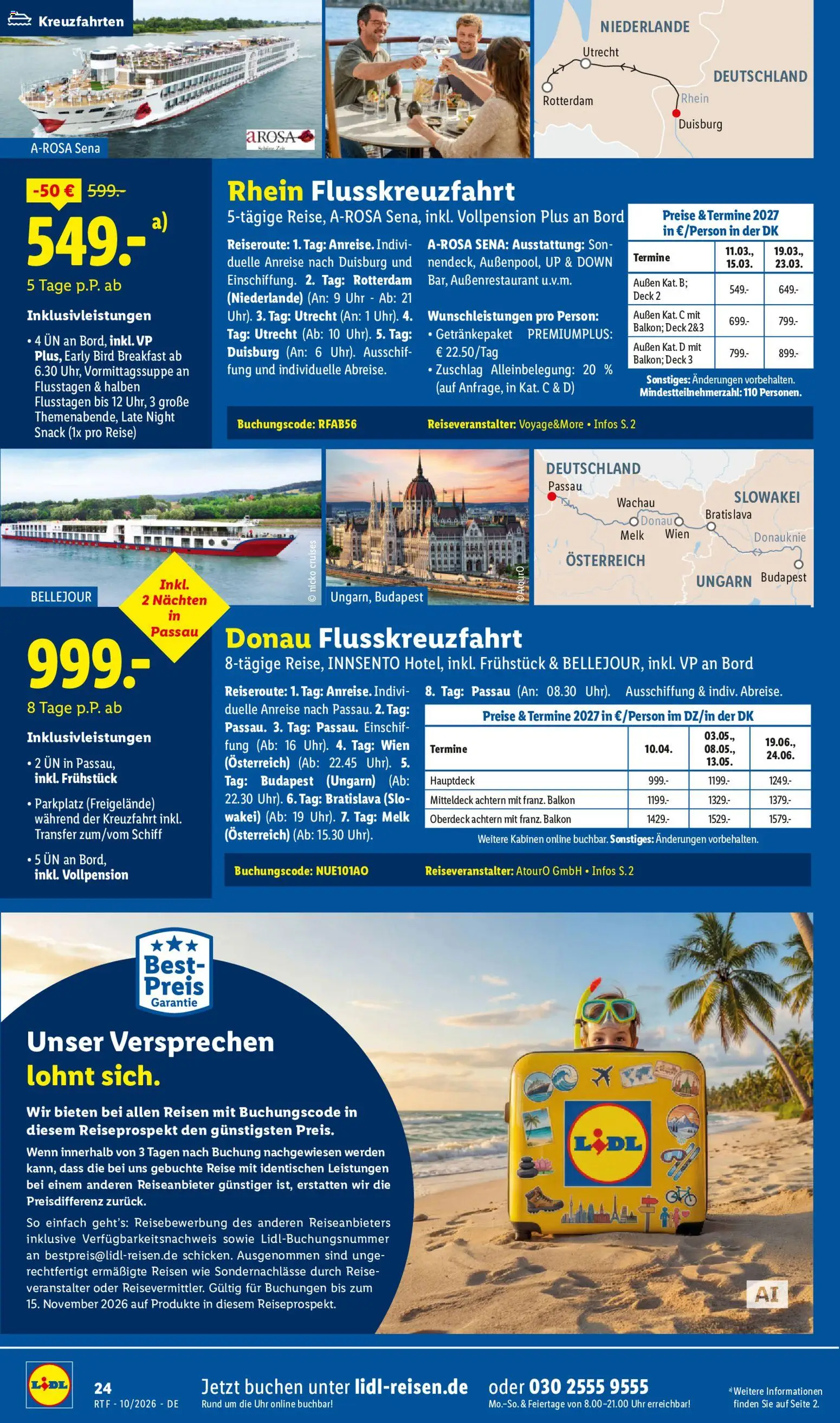Lidl Reisen Oktober/November Reise-Highlights – gültig ab 14.10.2026 | Seite: 24 | Produkte: Uhr
