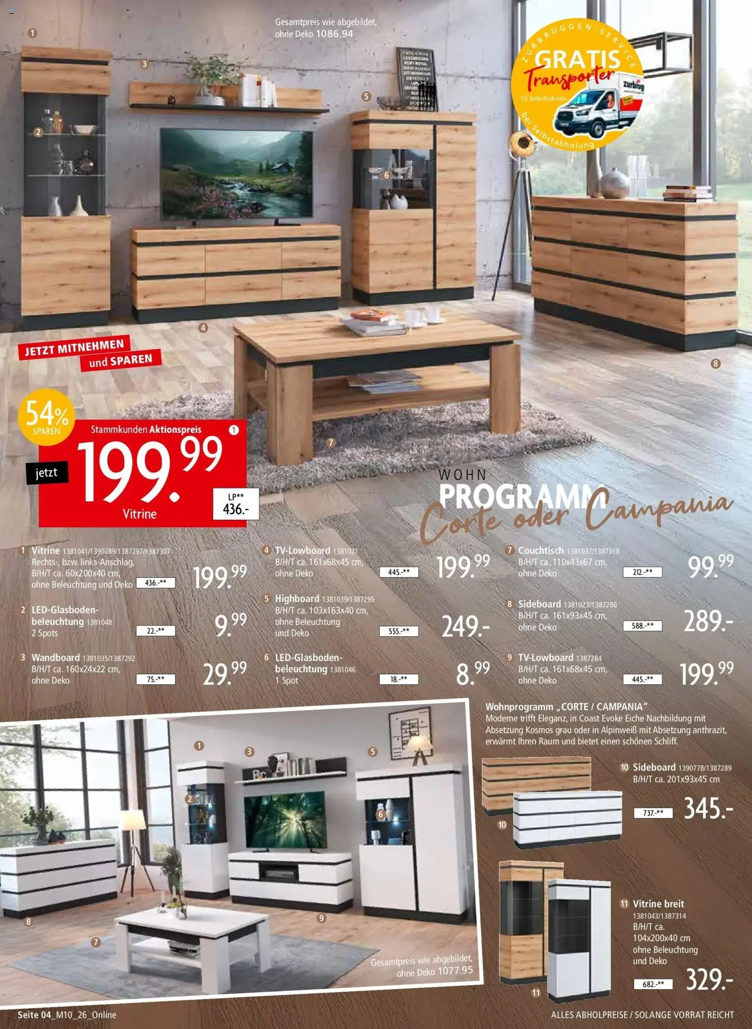 Zurbrüggen - Zurbrüggen: Mitnahme Möbel (ab 08.08.2026) zum Blättern | Seite: 4 | Produkte: Sideboard, HIghboard, Wandboard, Vitrine