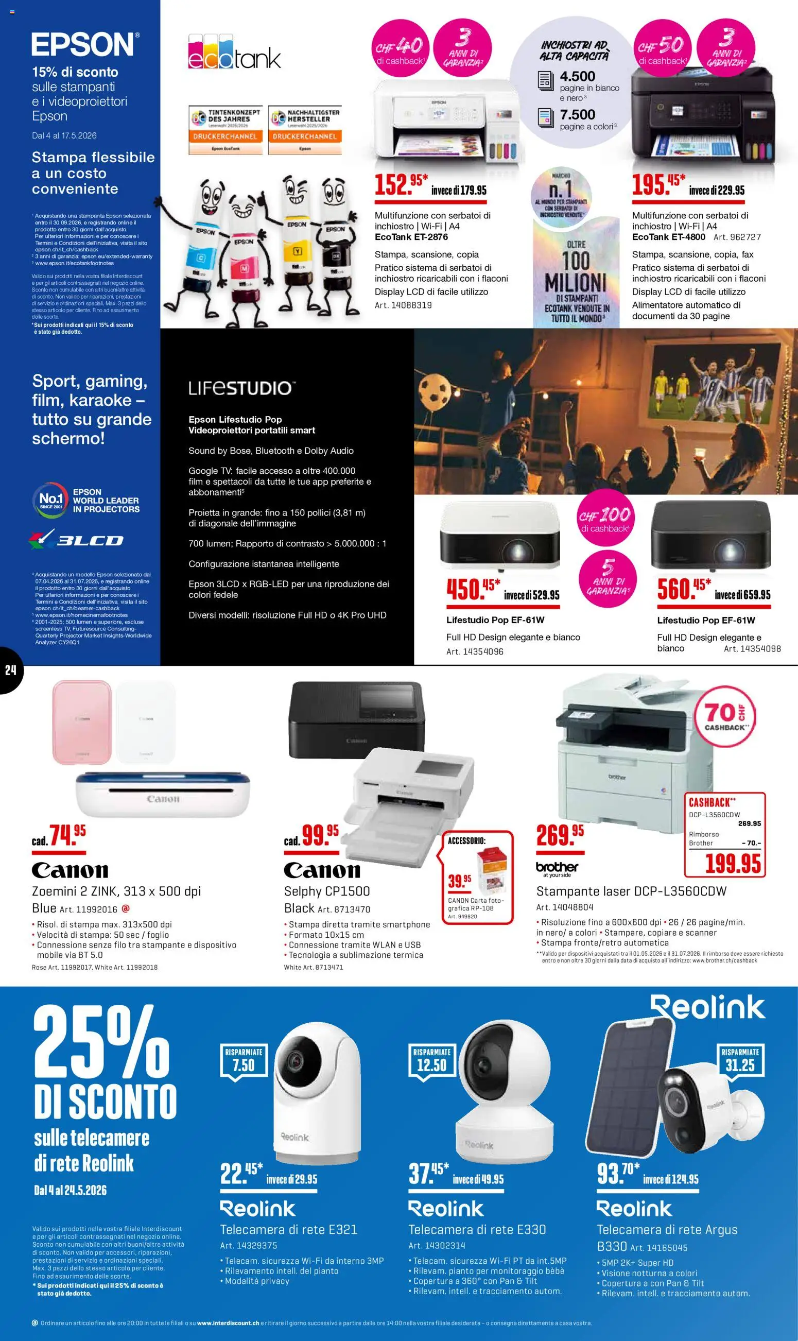 Interdiscount aktionen Hit Della Settimana – gültig ab 11.05.2026 | Seite: 24 | Produkte: Audio, Smartphone, TV, Epson