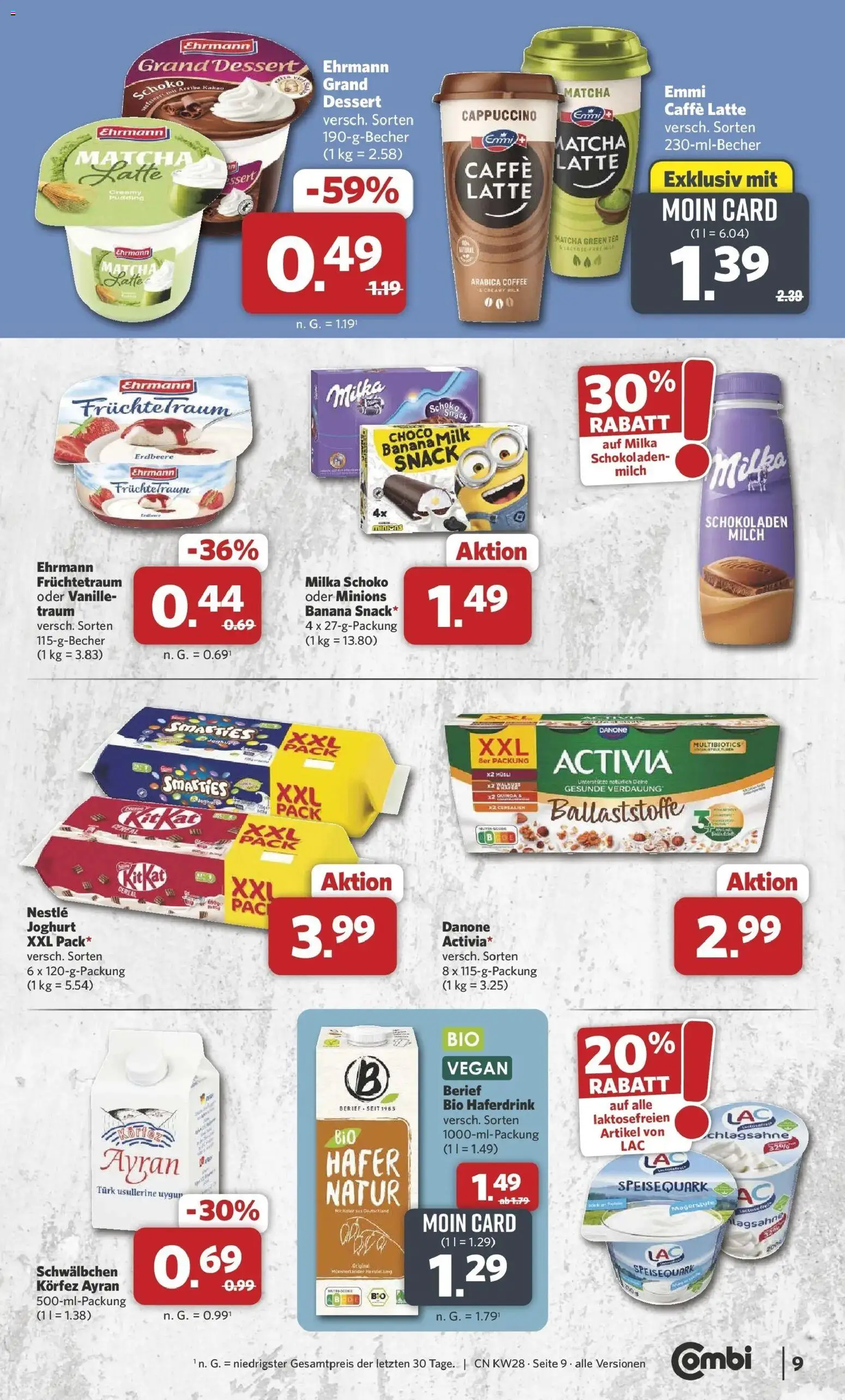 Combi Prospekt Wardenburg – gültig ab 06.07.2026 | Seite: 9 | Produkte: Milch, Joghurt, Ehrmann grand dessert, Haferdrink