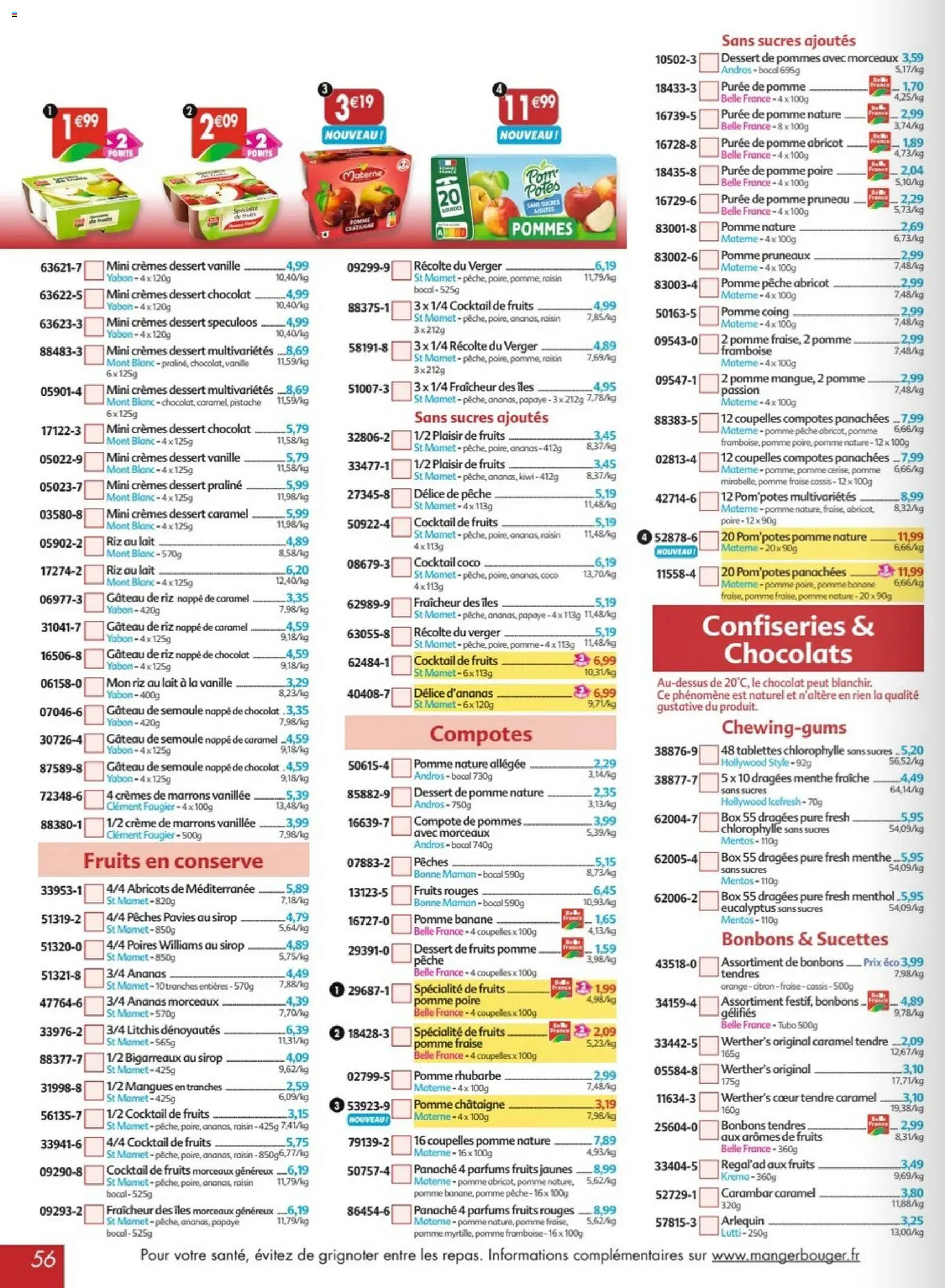 {H1} | Page: 56 | Produits: Cassis, Banane, Riz, Ananas