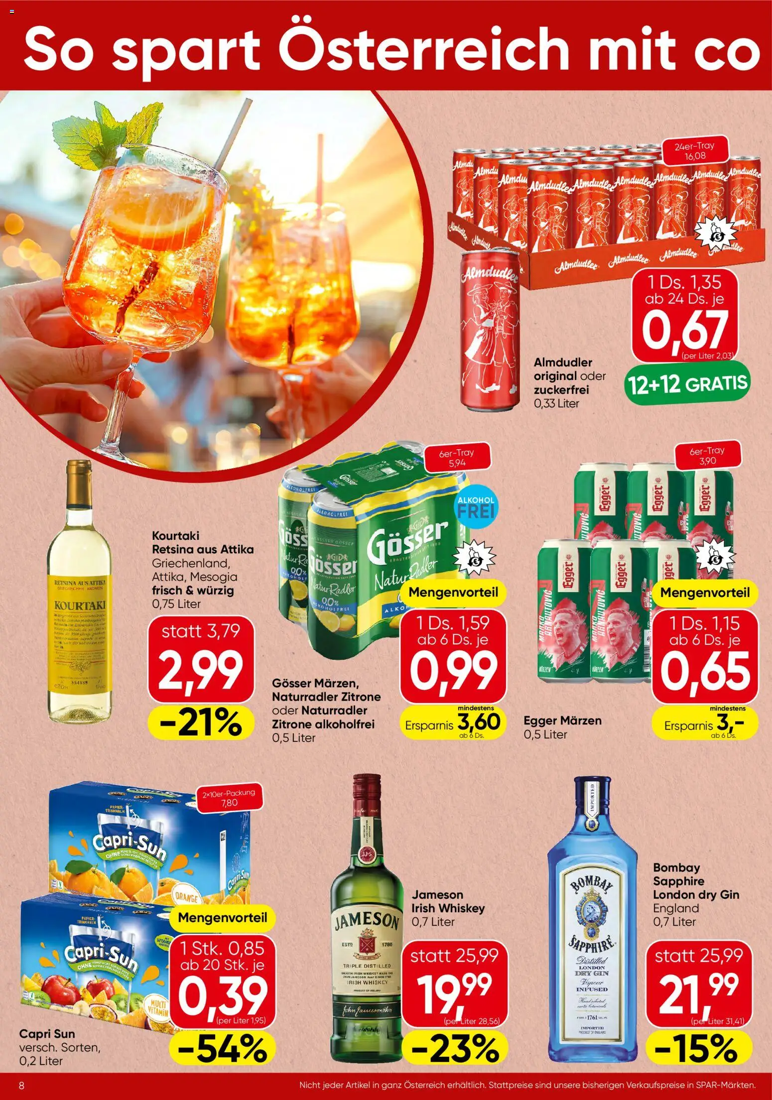 Spar Flugblatt - Tirol gültig ab 28.05.2026 | Seite: 8 | Produkte: Gin, Whiskey, Zitrone