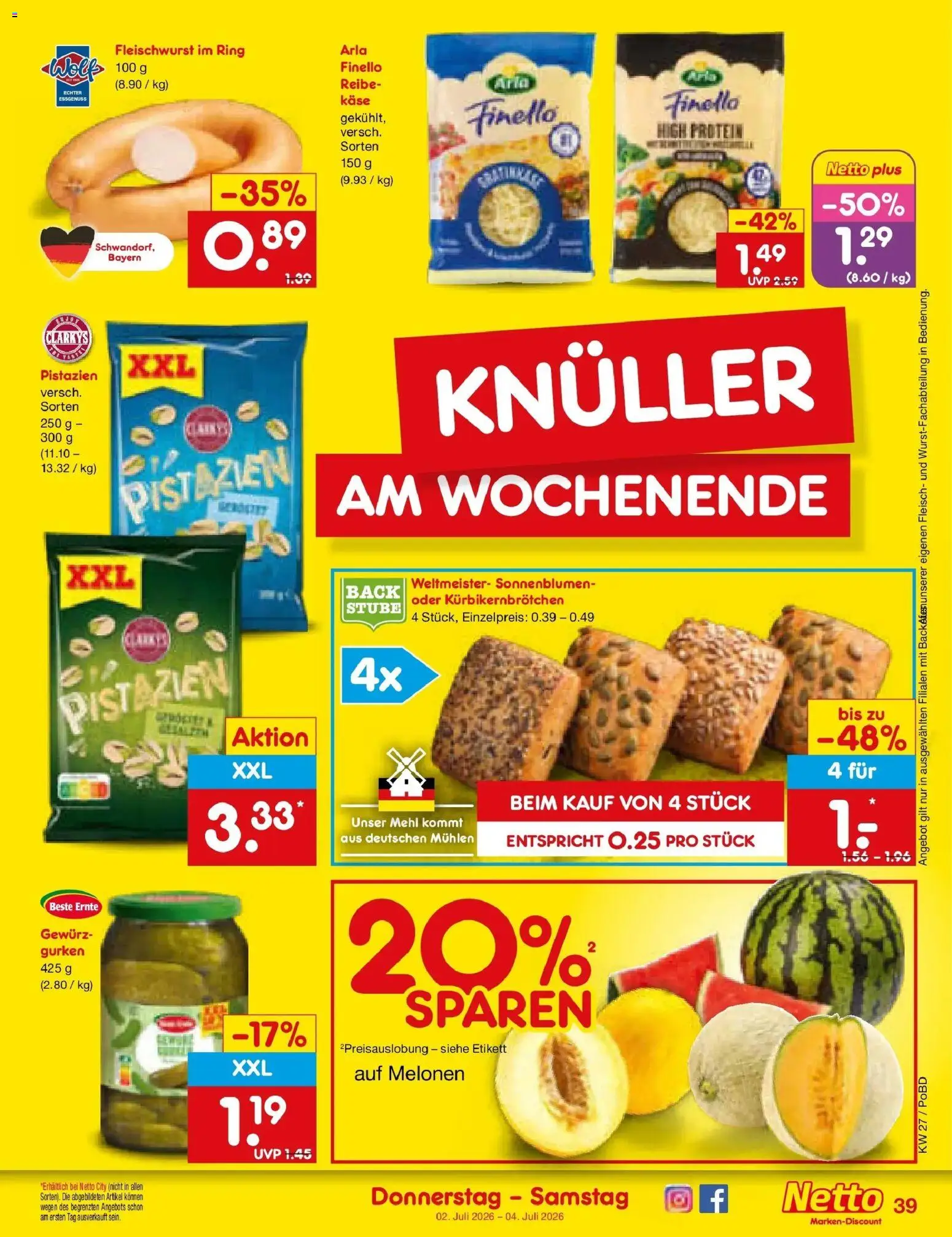 Netto Marken-Discount Prospekt Selb – gültig ab 29.06.2026 | Seite: 57 | Produkte: Mehl, Käse, Pistazien, Fleisch