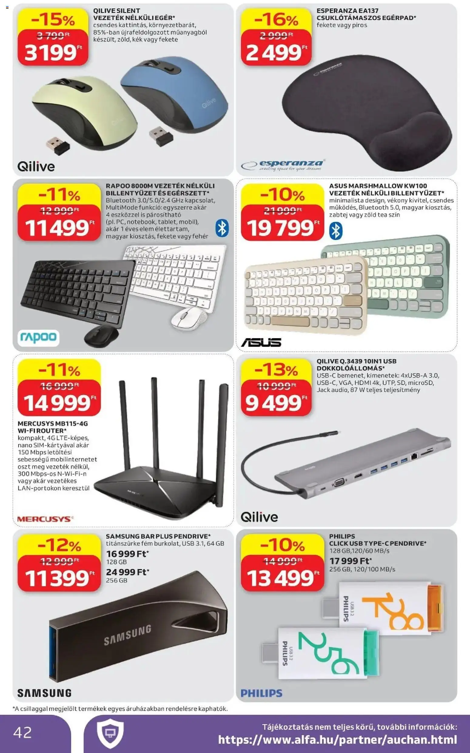 Auchan akciós újság Szolnok - 2026.08.13. -tól/töl > akció, lapozható szórólap 🛍️ | Oldal: 42 | Termékek: Pad, USB, Elem, Tea