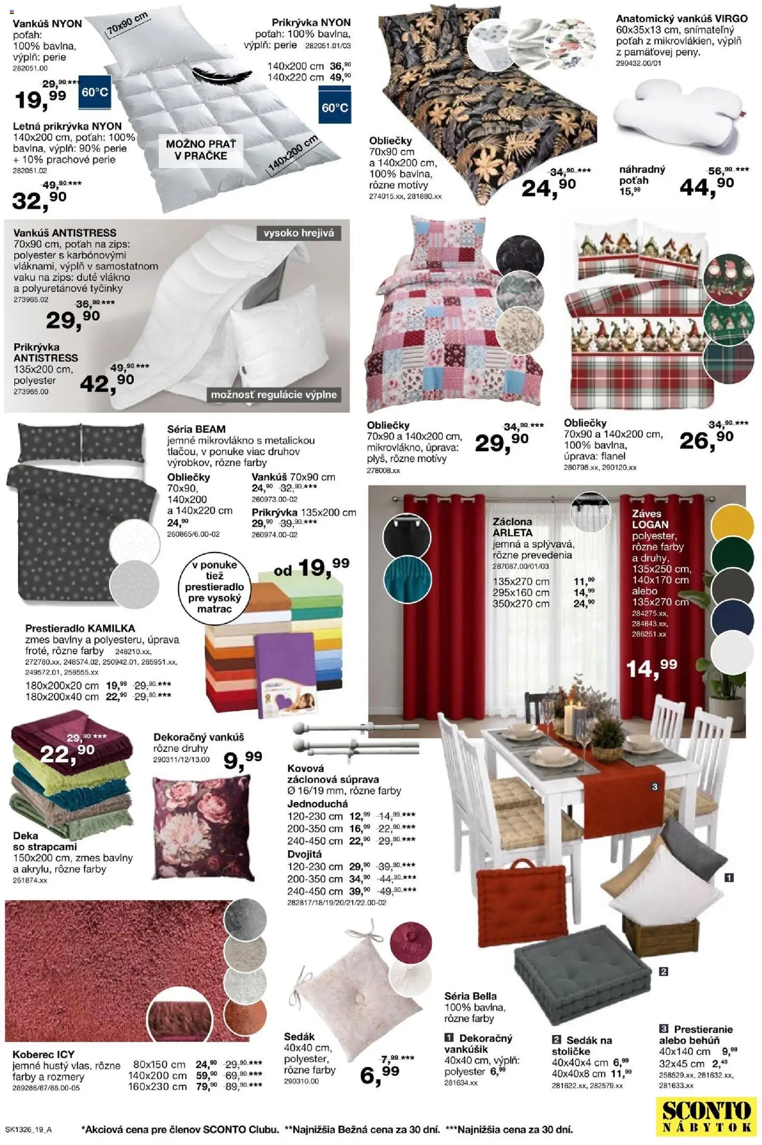 Nové Sconto nábytok akcie – leták je platný od 14.10.2026 | Strana: 19 | Produkty: Nábytok, Matrac, Obliečky, Vankúš
