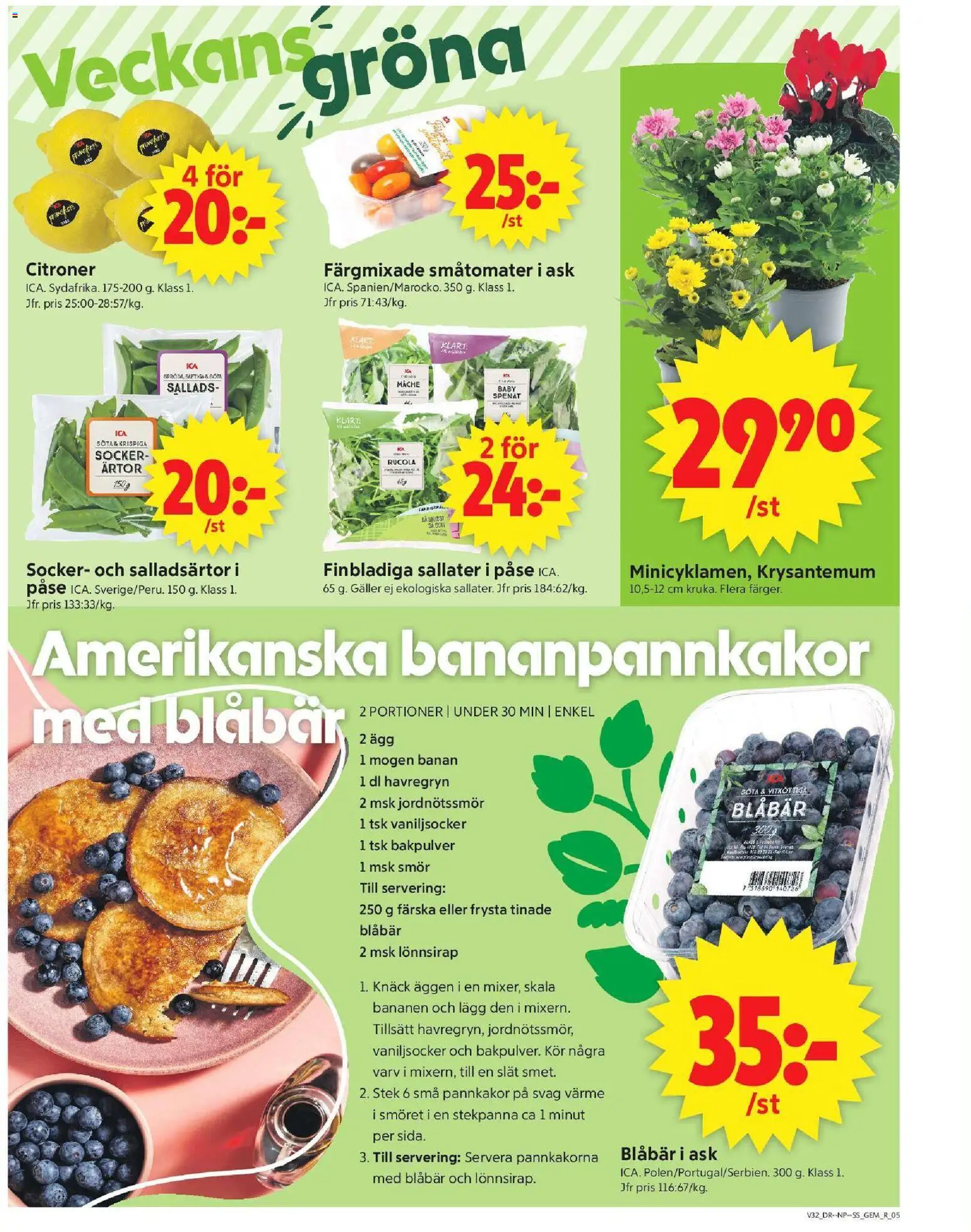 ICA Supermarket reklamblad aktuell från 03/08/2026 | Sida: 5 | Produkter: Galler, Havregryn, Blåbär, Stekpanna